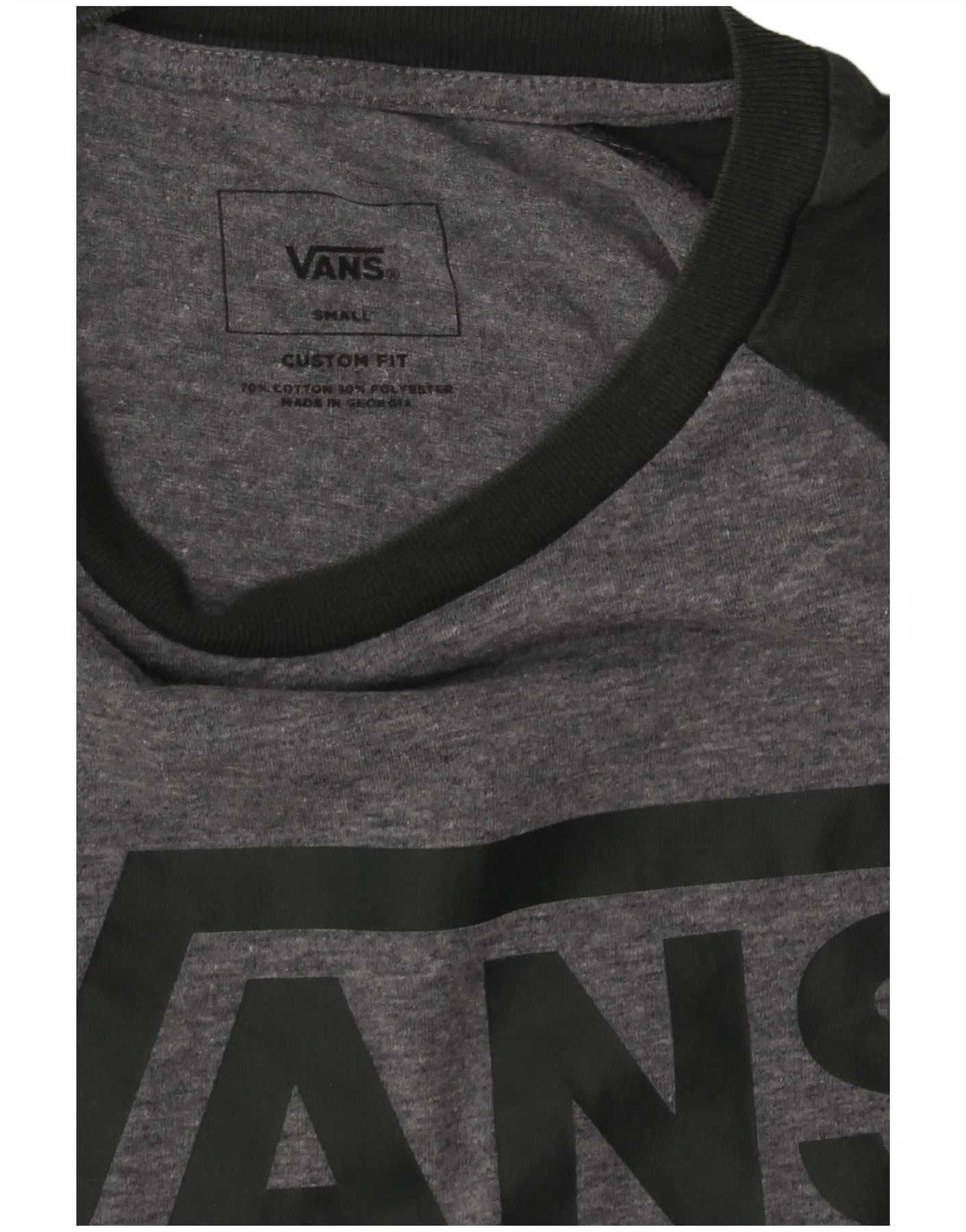 Vans Mens Custom Fit Graphic Top 3/4 Sleeve Small Grey Colourblock Cotton - Image 3