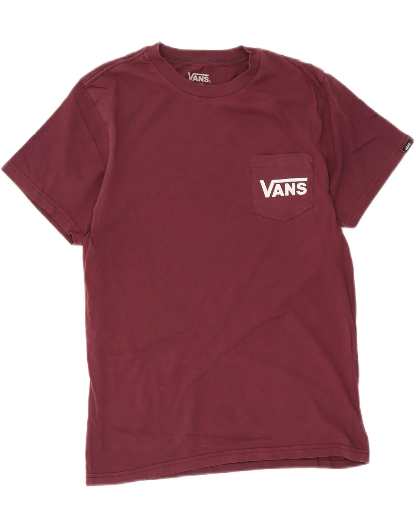 Vans Mens Slim Fit Graphic T-Shirt Top Small Burgundy Cotton