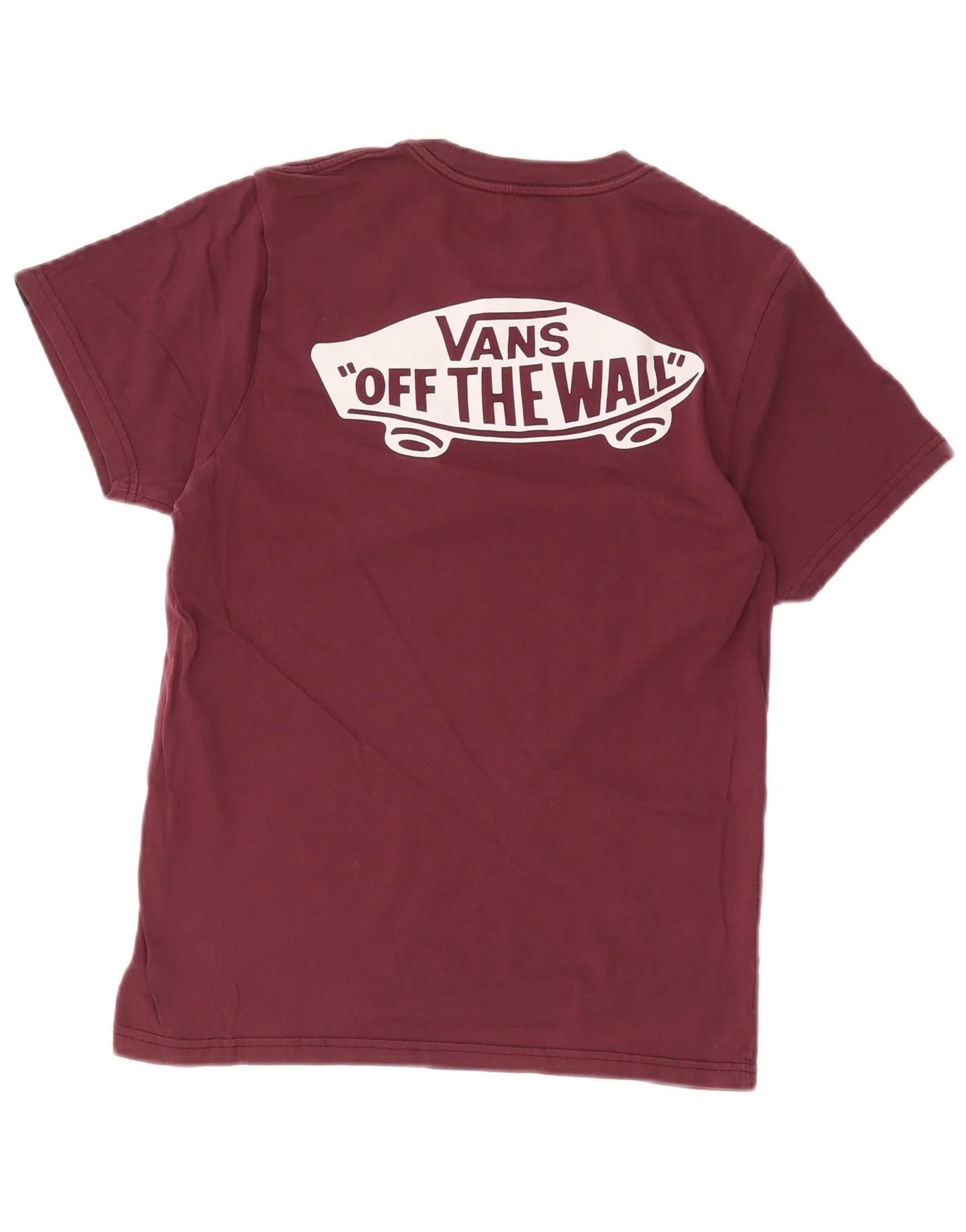 Vans Mens Slim Fit Graphic T-Shirt Top Small Burgundy Cotton - Image 2