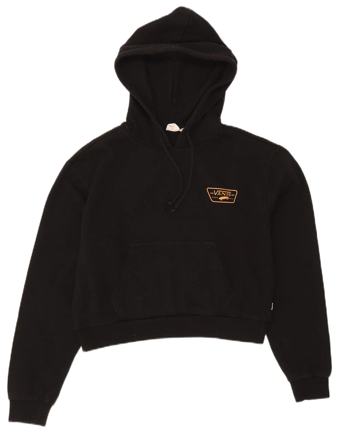 Vans Womens Crop Oversized Hoodie Jumper UK 6 XS Black Cotton