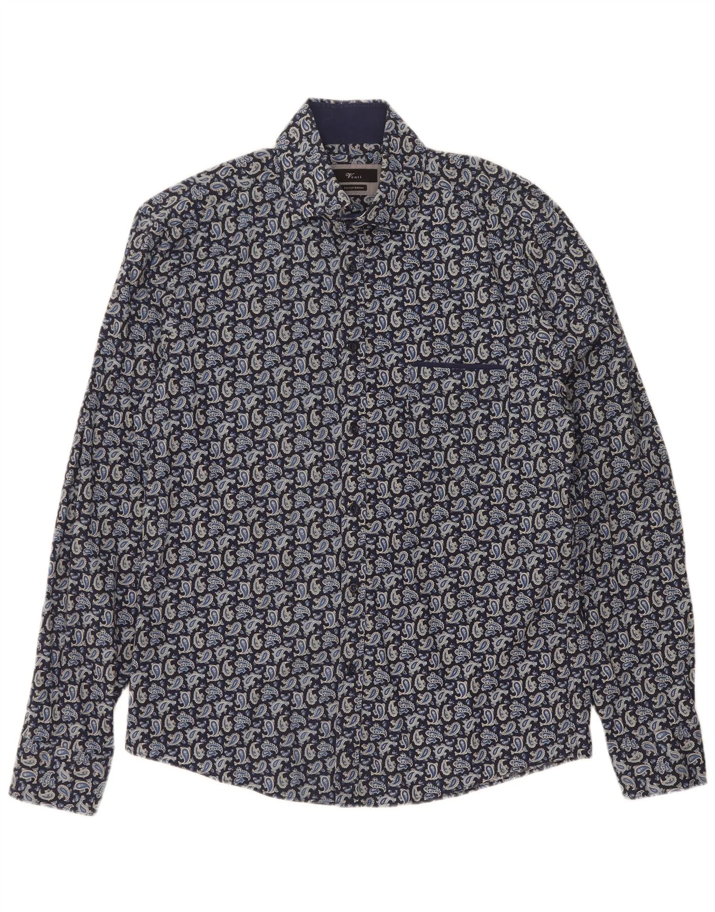 Venti Mens Limited Edition Shirt Medium Navy Blue Paisley Cotton