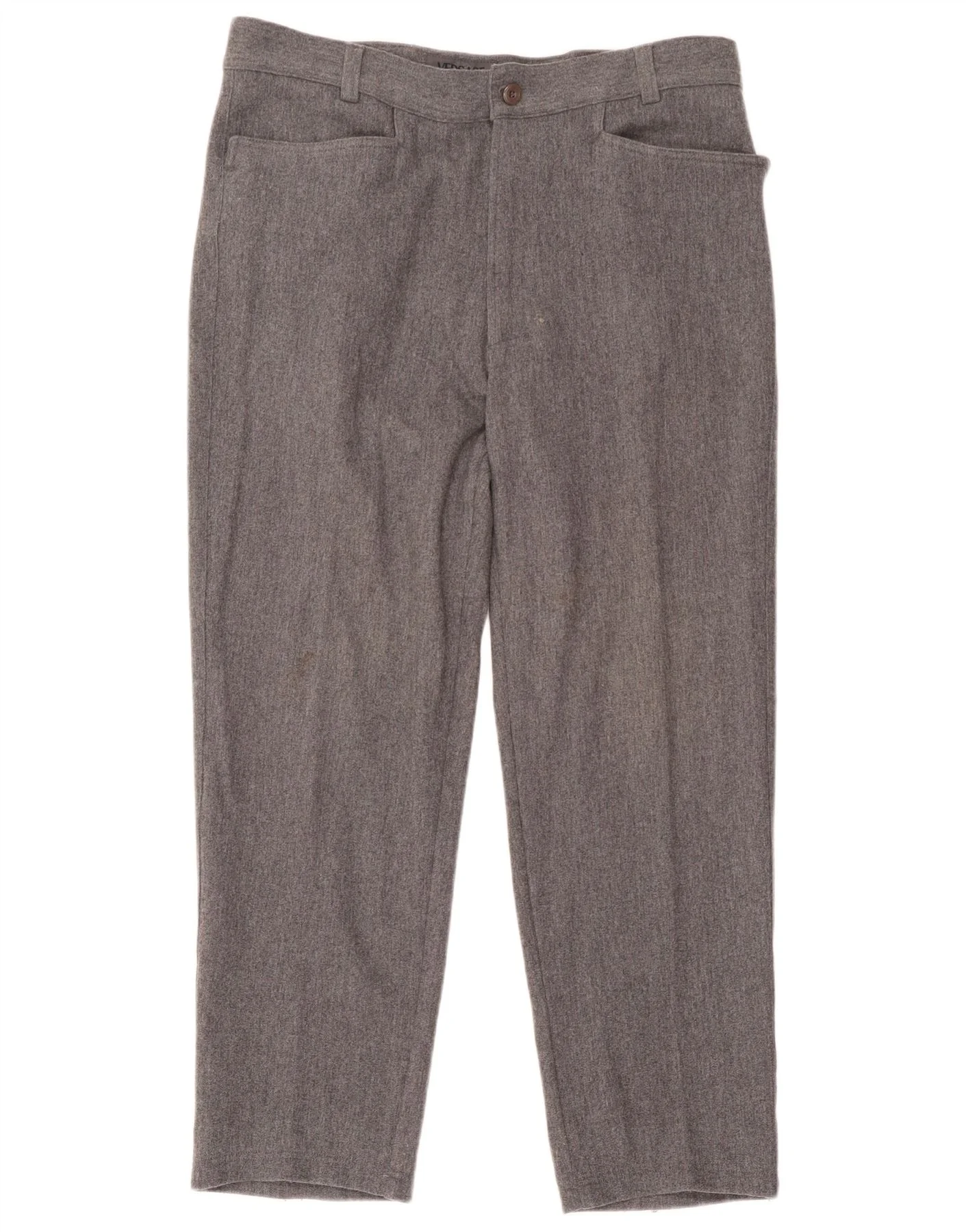 Versace Mens Straight Suit Trousers IT 52 XL W38 L29 Grey Wool