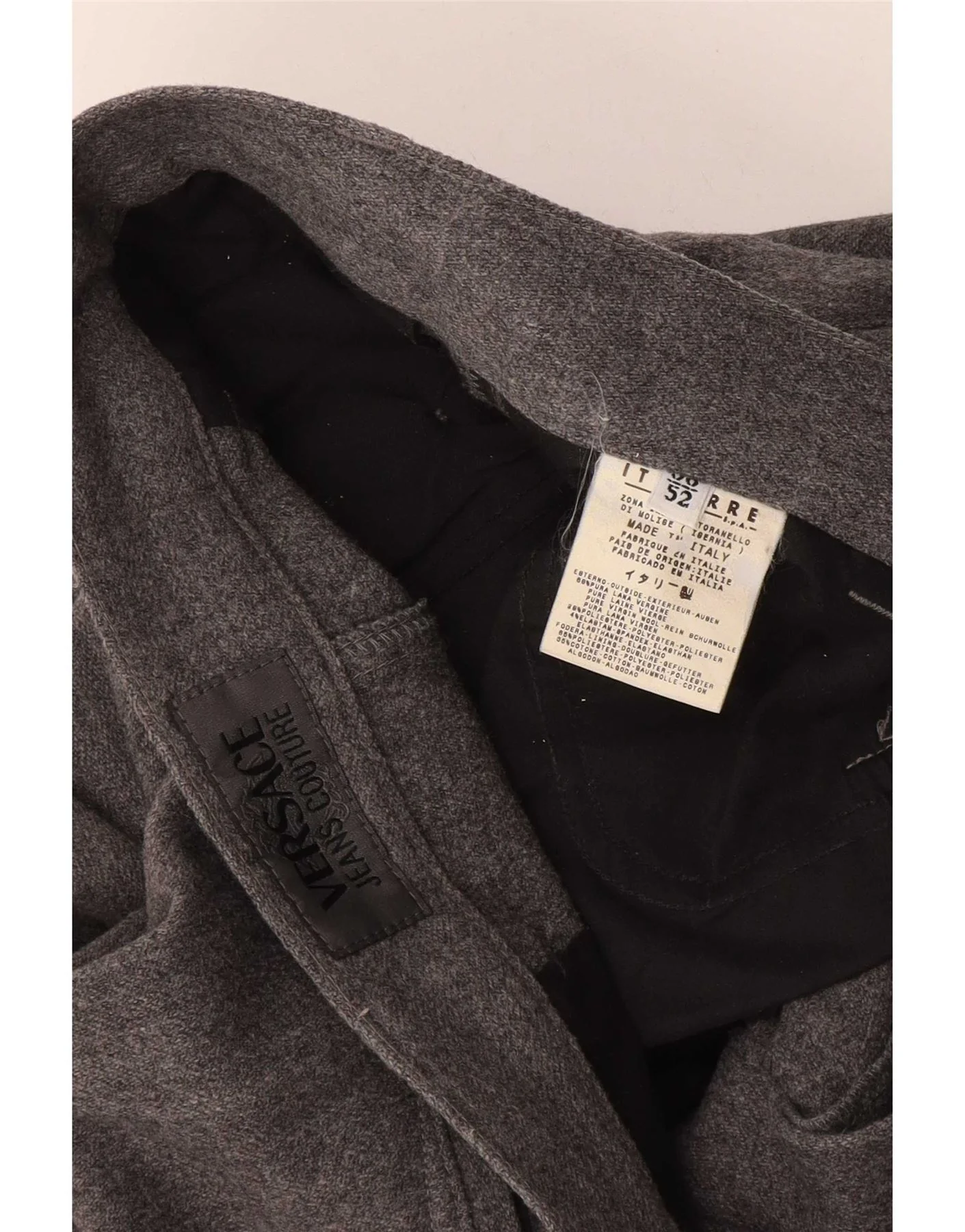 Versace Mens Straight Suit Trousers IT 52 XL W38 L29 Grey Wool - Image 4