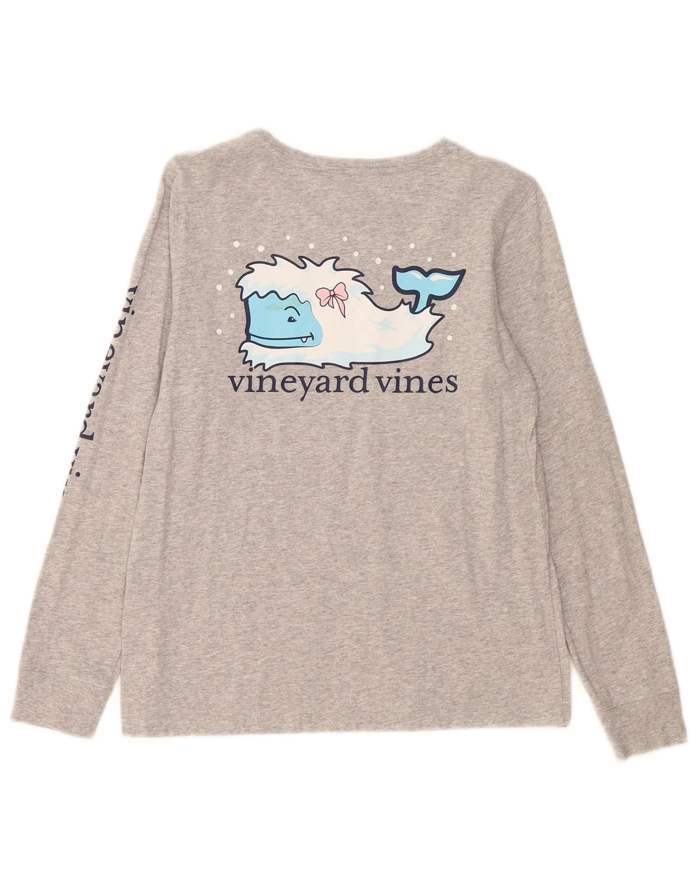 Vineyard Vines Womens Graphic Top Long Sleeve UK 10 Small Grey Flecked - Image 2