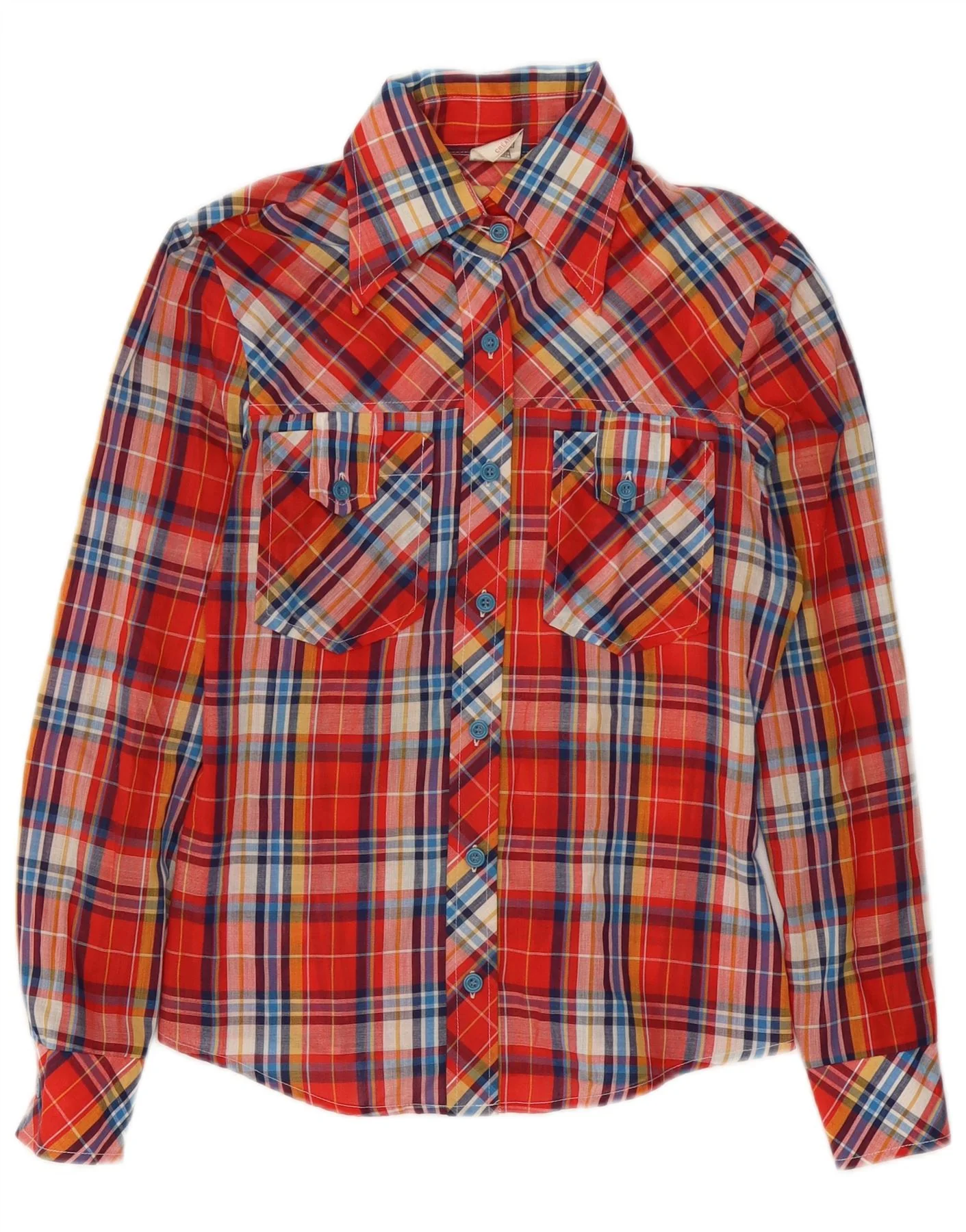 Vintage Girls Shirt 11-12 Years Red Plaid Polyester