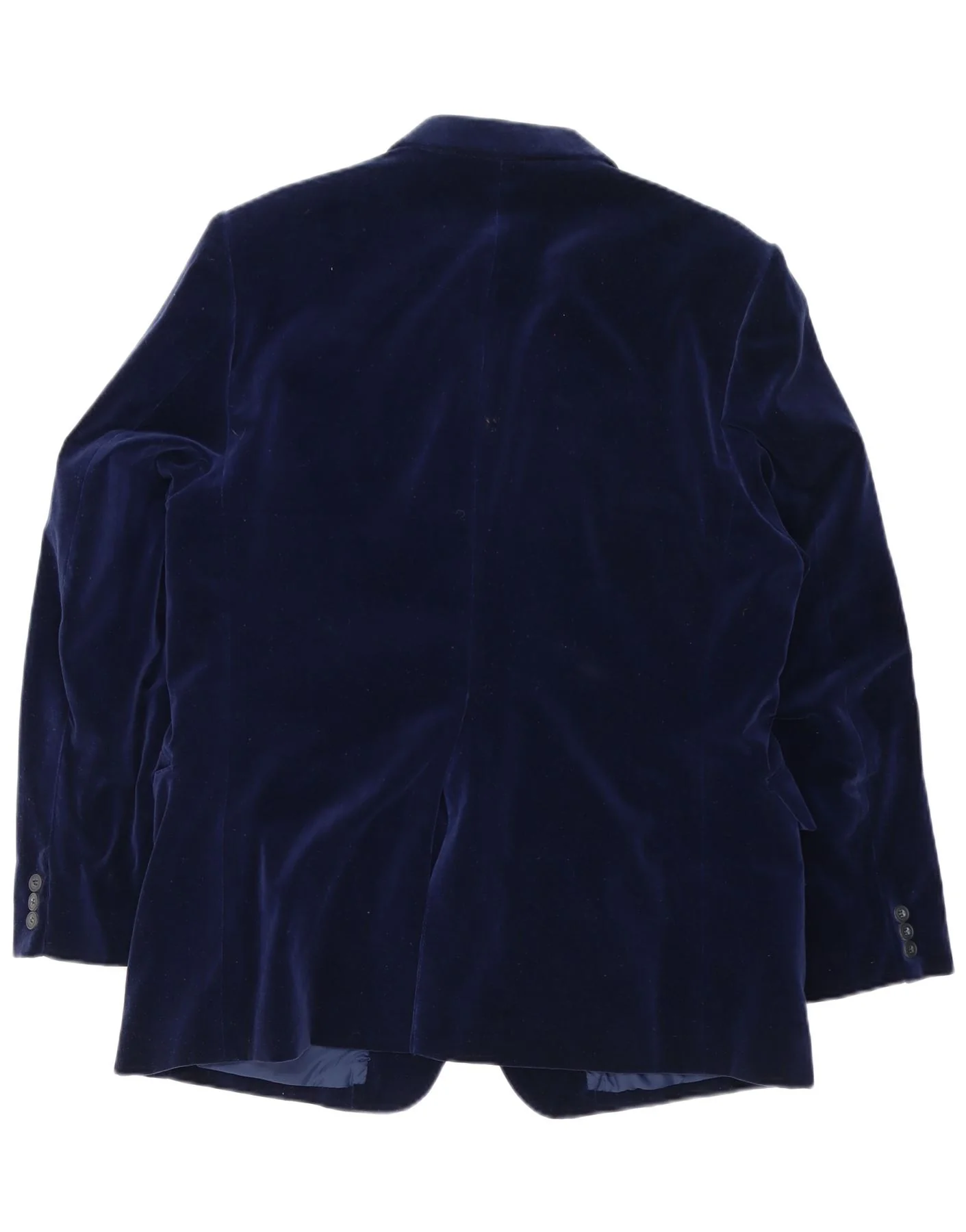 Vintage Mens 2 Button Velvet Blazer Jacket IT 46 Small Navy Blue Cotton - Image 2
