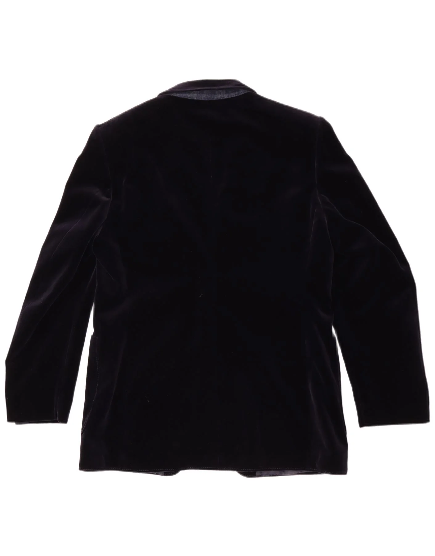 Vintage Mens 2 Button Velvet Blazer Jacket UK 38 Medium Navy Blue Cotton - Image 2