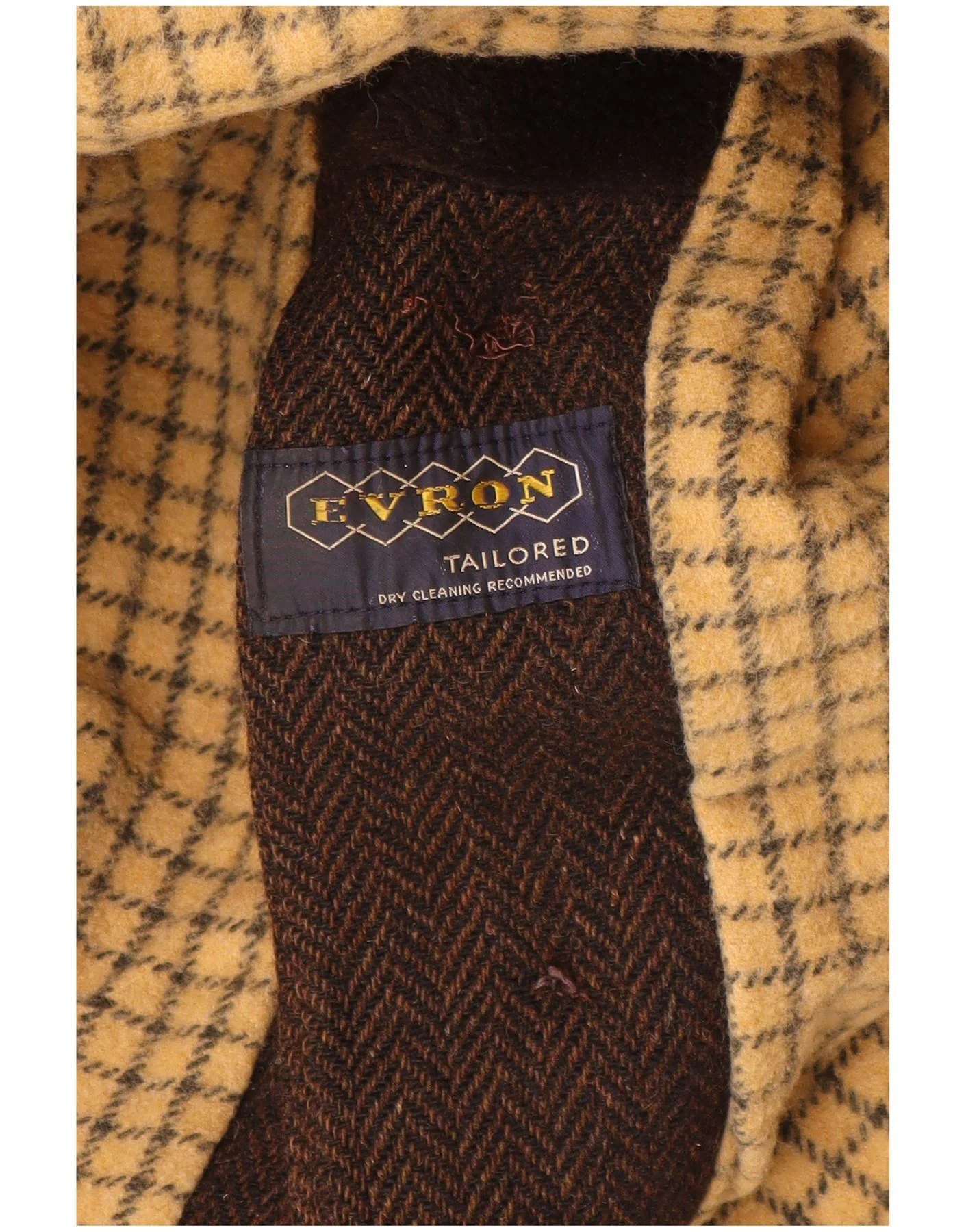 Vintage Mens 3/4 Sleeve Overcoat UK 40 Large Brown Herringbone - Image 3