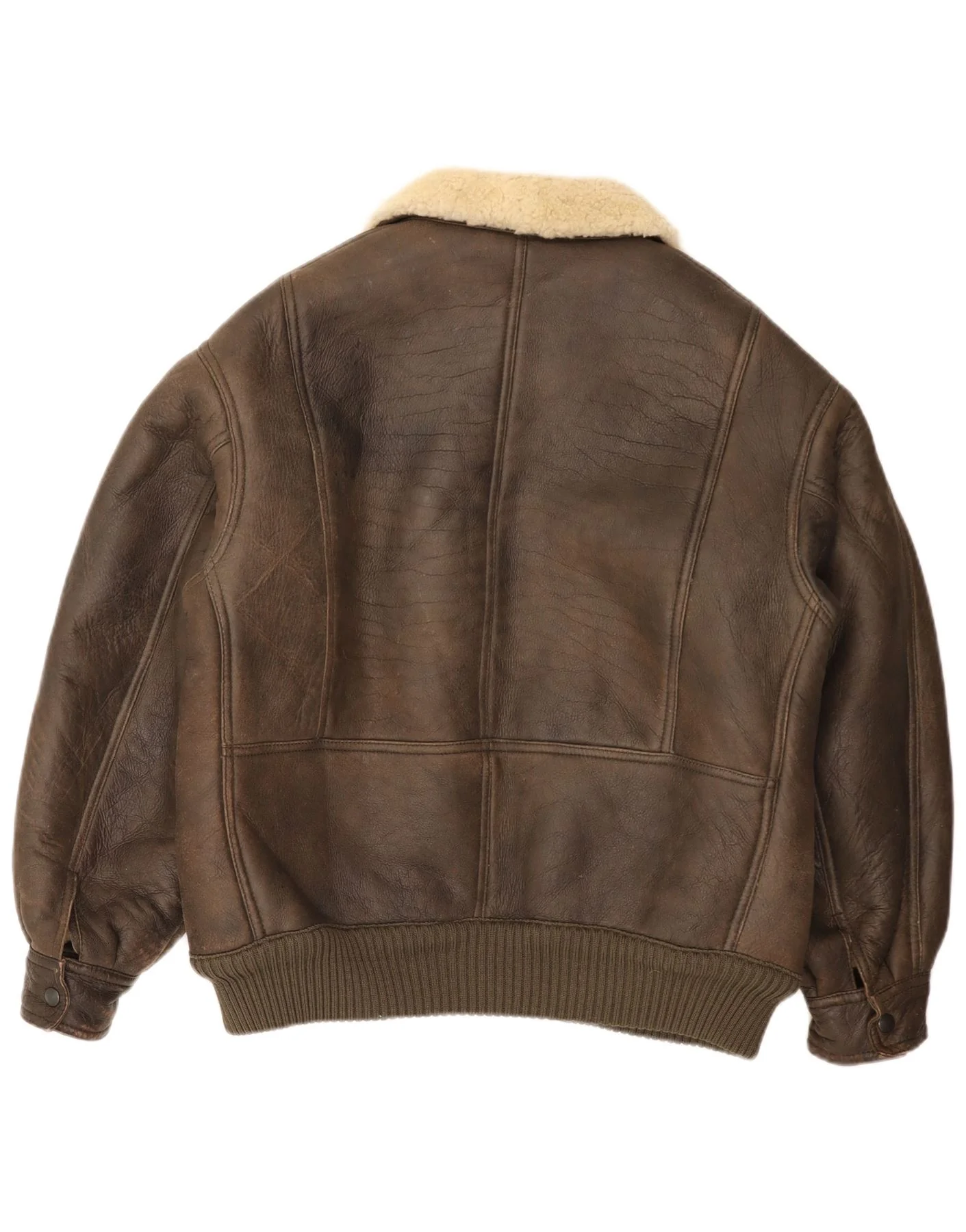 Vintage Mens Bomber Shearling Jacket UK 36 Small Brown - Image 2