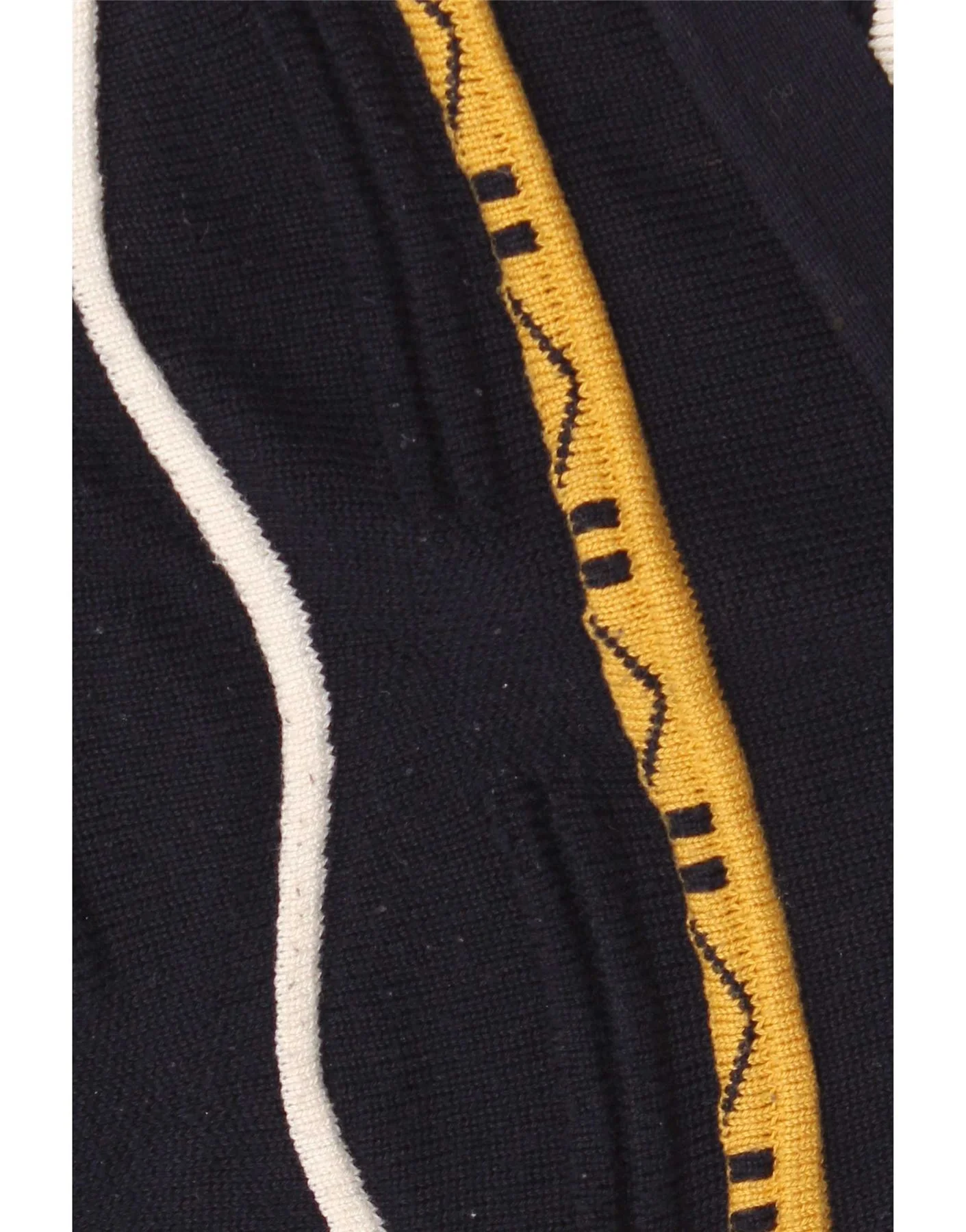 Vintage Mens Cardigan Sweater Medium Navy Blue Striped Cotton - Image 3