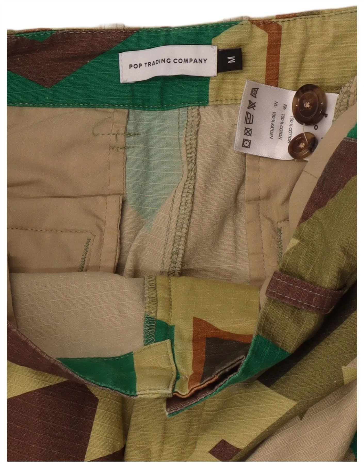 Vintage Mens Cargo Trousers Medium W32 L28 Multicoloured Geometric Cotton - Image 4