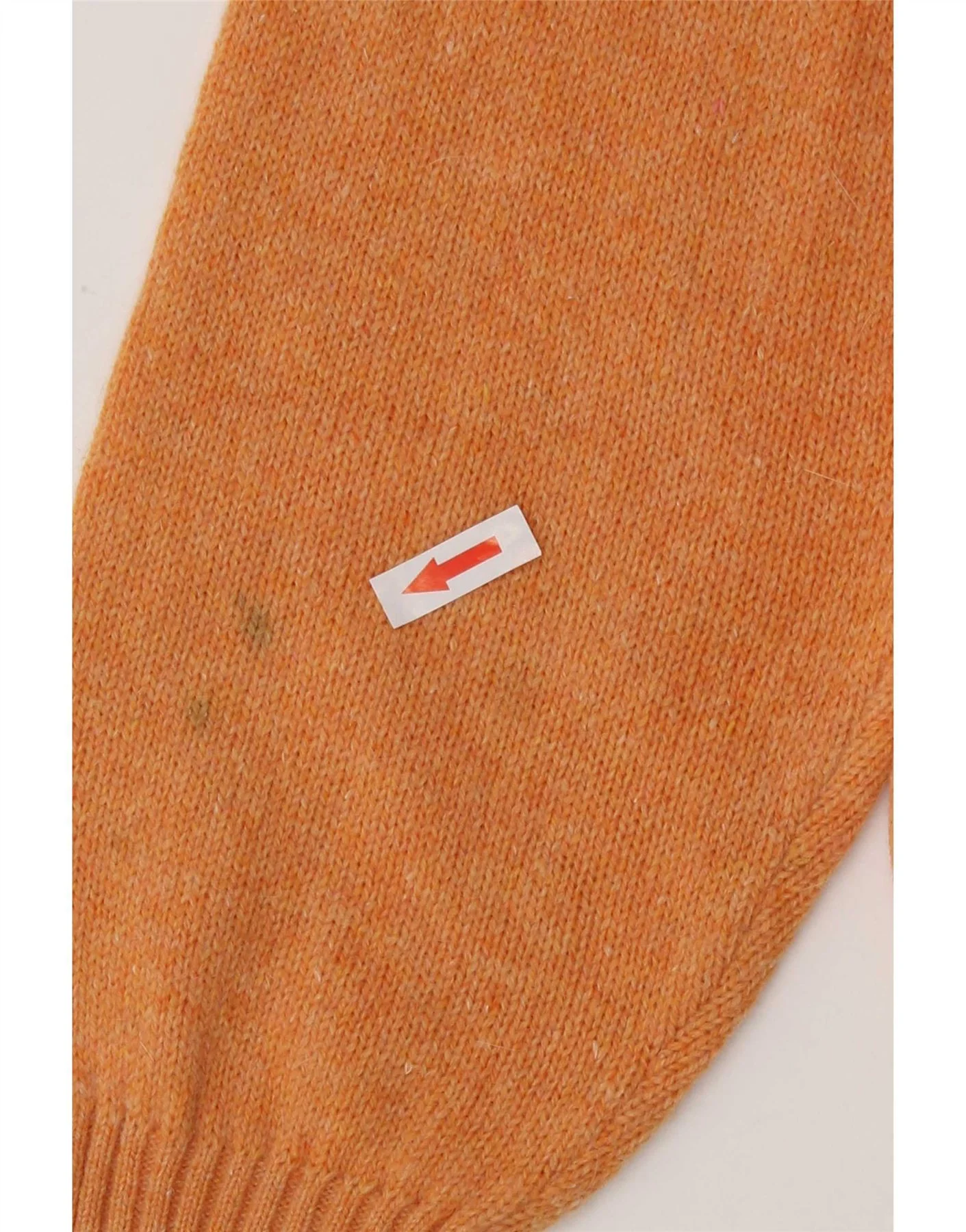 Vintage Mens Crew Neck Jumper Sweater Medium Orange Argyle/Diamond - Image 3