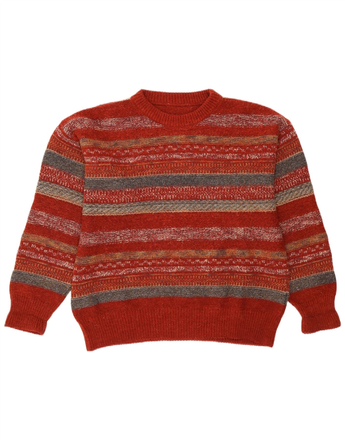 Vintage Mens Crew Neck Jumper Sweater Medium Red Striped