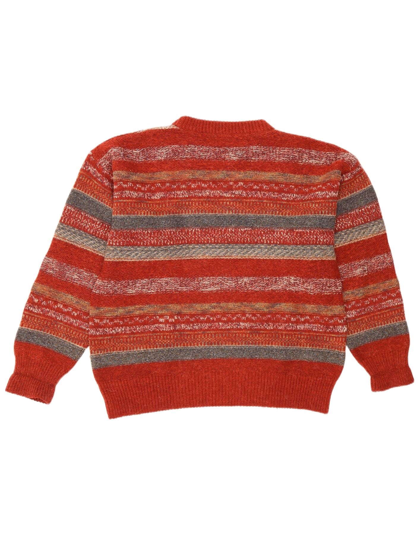 Vintage Mens Crew Neck Jumper Sweater Medium Red Striped - Image 2