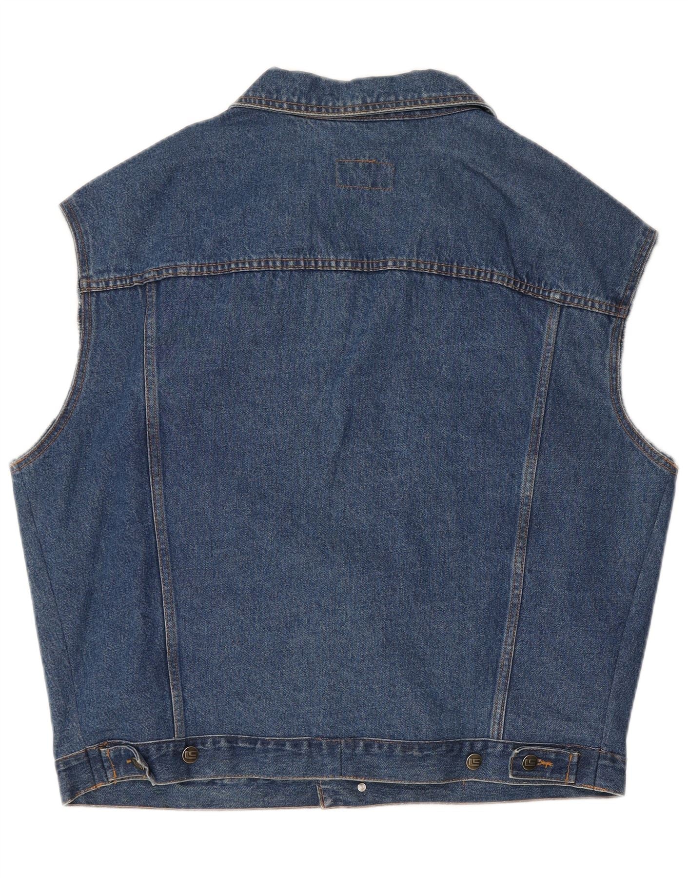 Vintage Mens Denim Gilet UK 46 3XL Blue - Image 2