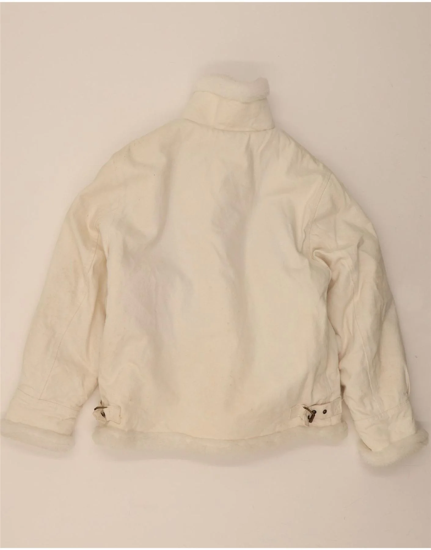 VINTAGE Mens Denim Sherpa Jacket UK 40 Large White Cotton - Image 2