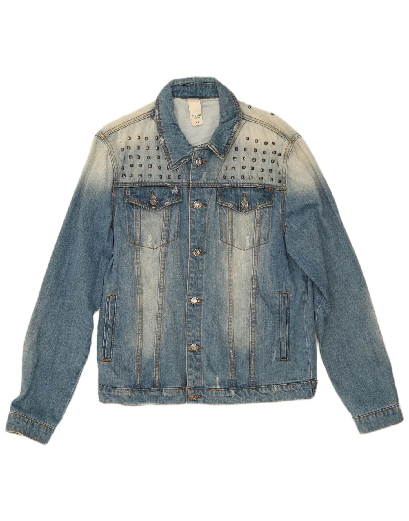 Vintage Mens Distressed Denim Jacket UK 42 XL Blue Cotton