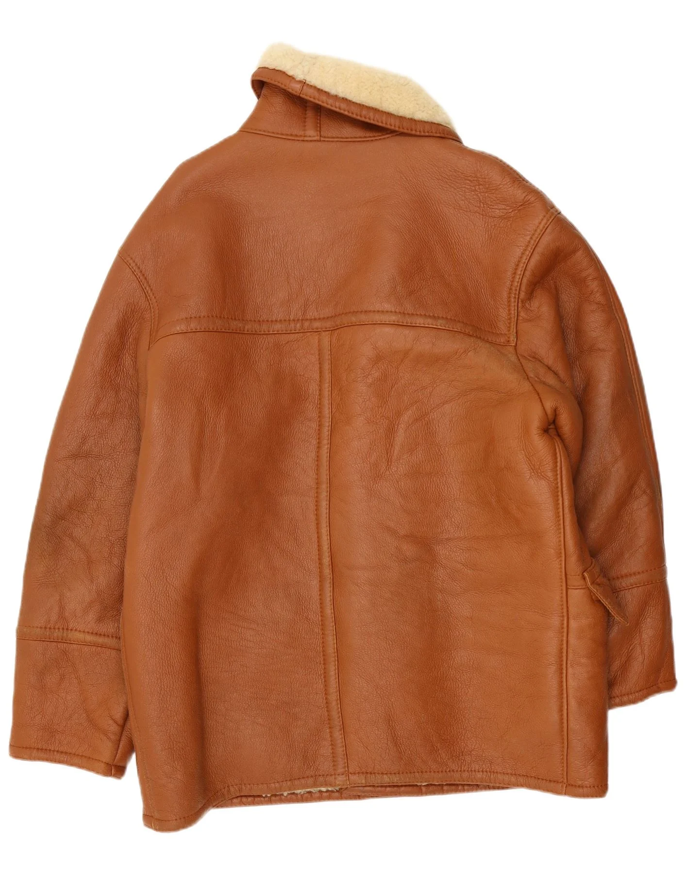 Vintage Mens Double Breasted Shearling Jacket IT 54 2XL Brown - Image 2