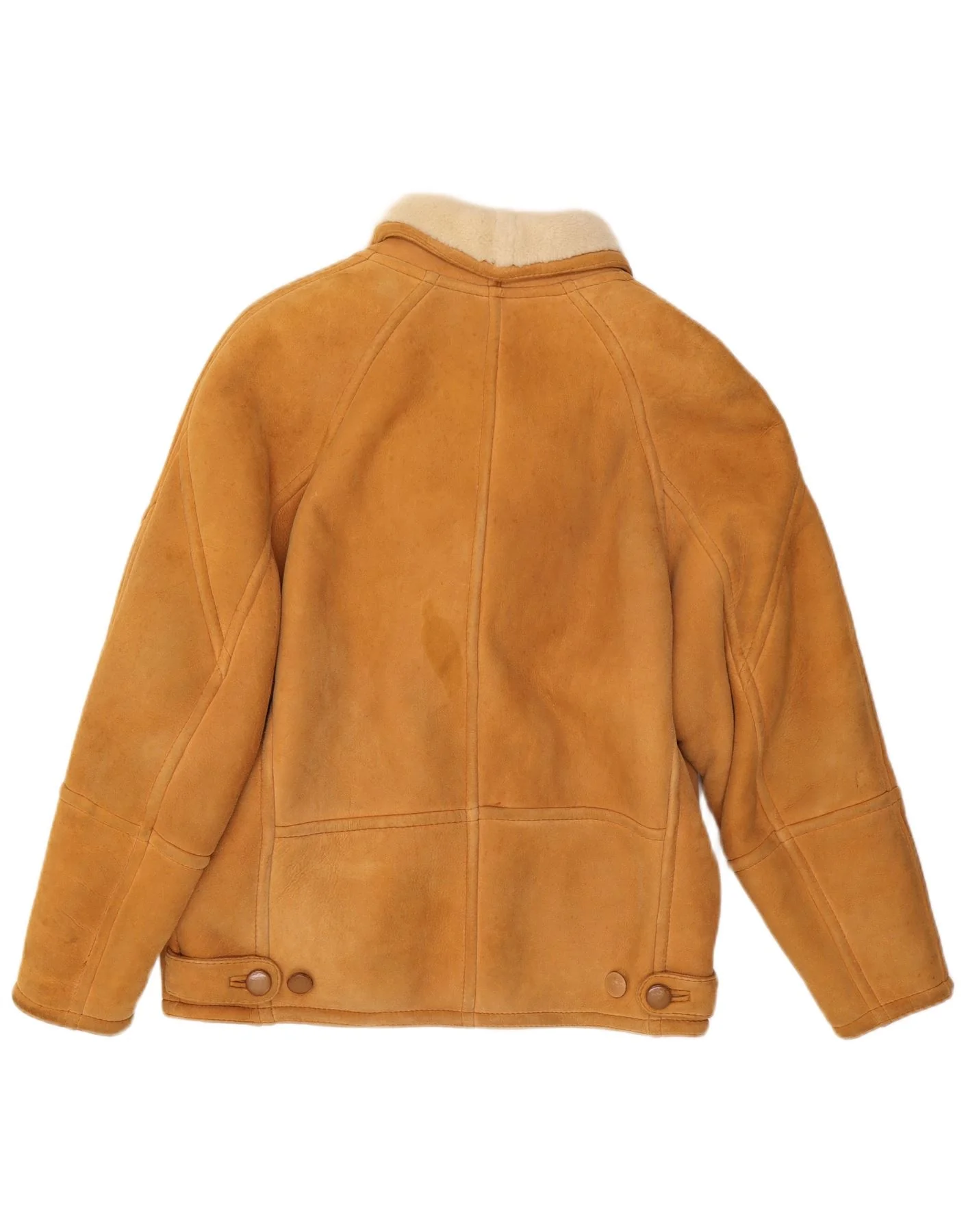 Vintage Mens Double Breasted Shearling Jacket UK 42 XL Beige - Image 2