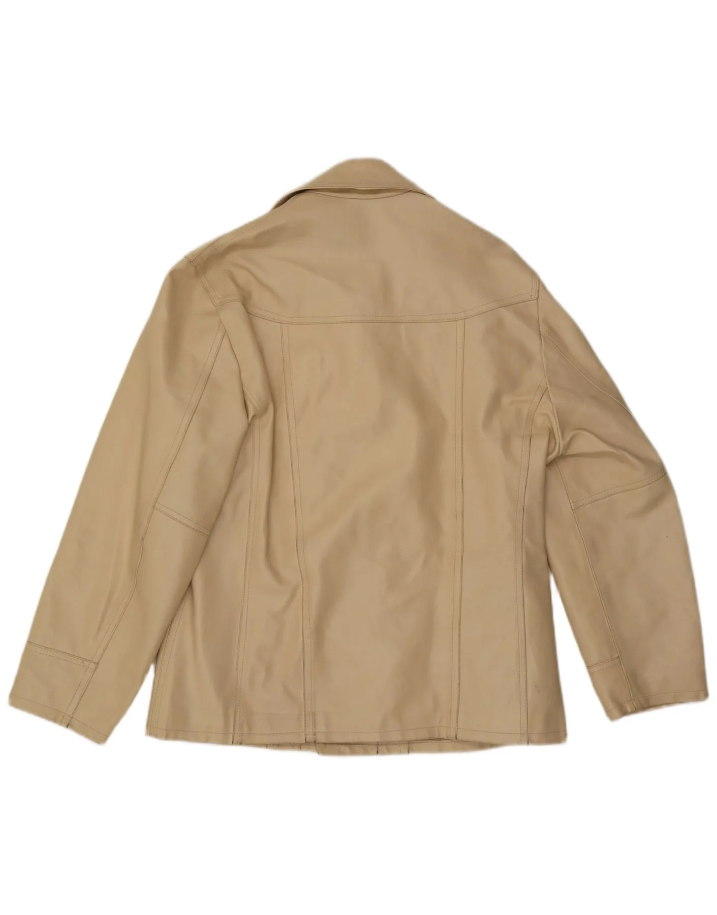 Vintage Mens Faux Leather Jacket UK 38 Medium Beige - Image 2
