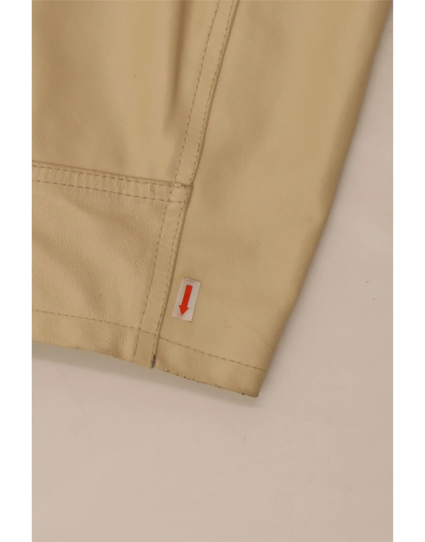 Vintage Mens Faux Leather Jacket UK 38 Medium Beige - Image 3