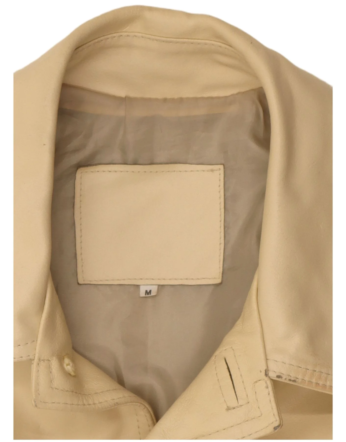 Vintage Mens Faux Leather Jacket UK 38 Medium Beige - Image 4