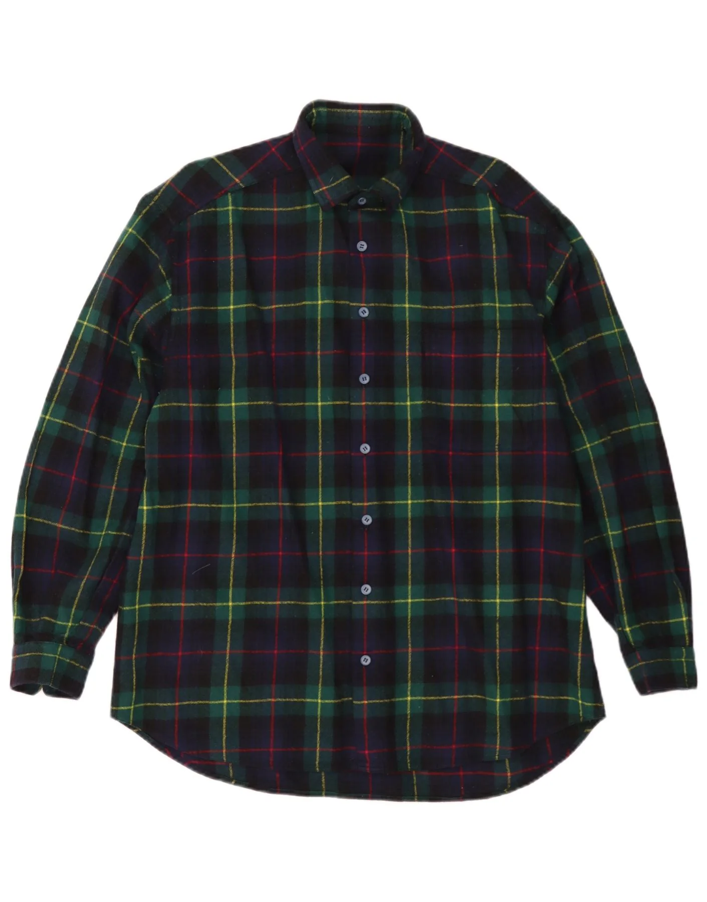 Vintage Mens Flannel Shirt Large Navy Blue Check