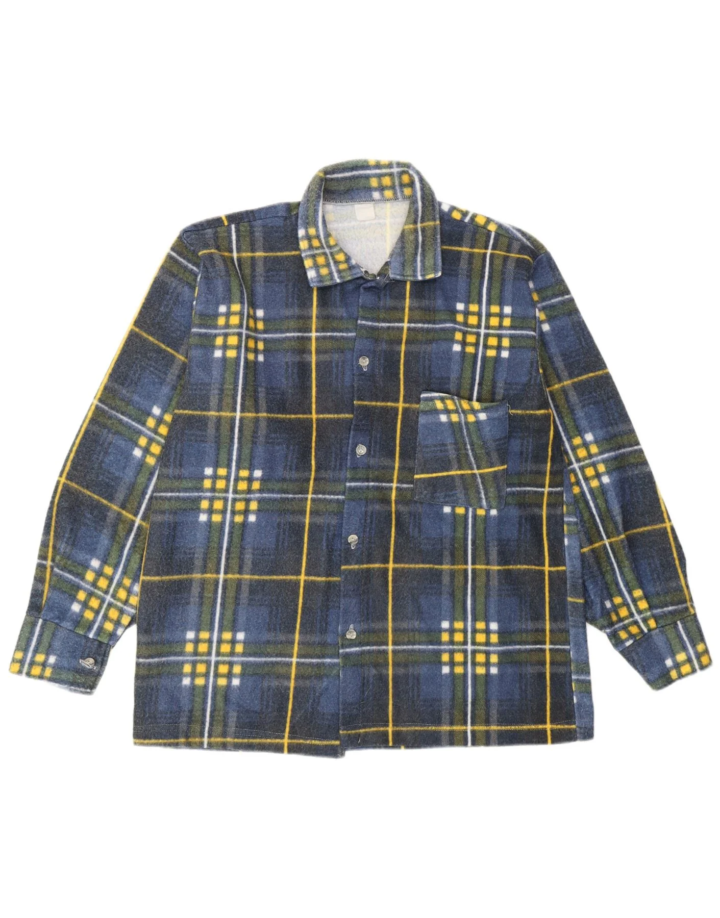 Vintage Mens Flannel Shirt Medium Blue Check