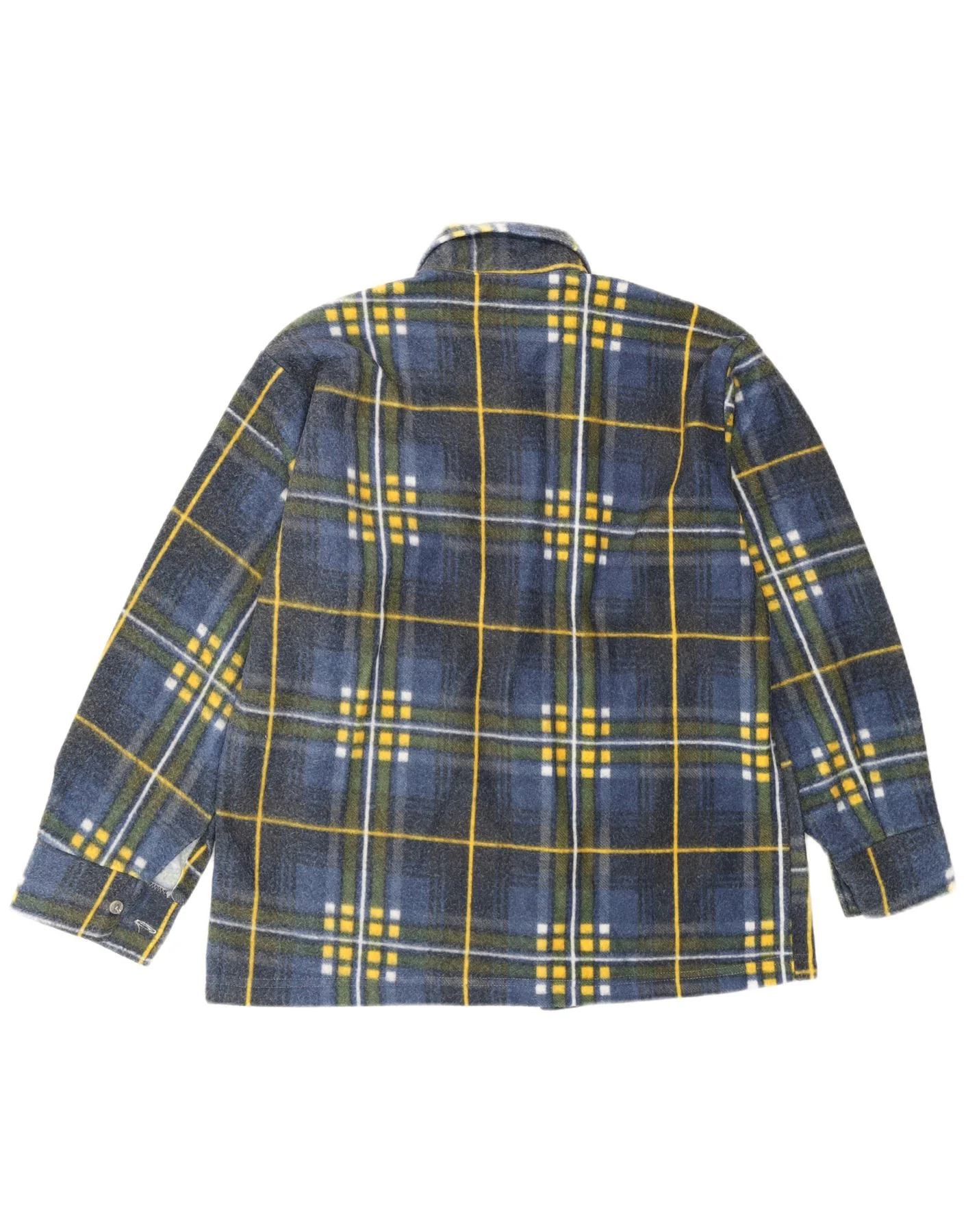 Vintage Mens Flannel Shirt Medium Blue Check - Image 2