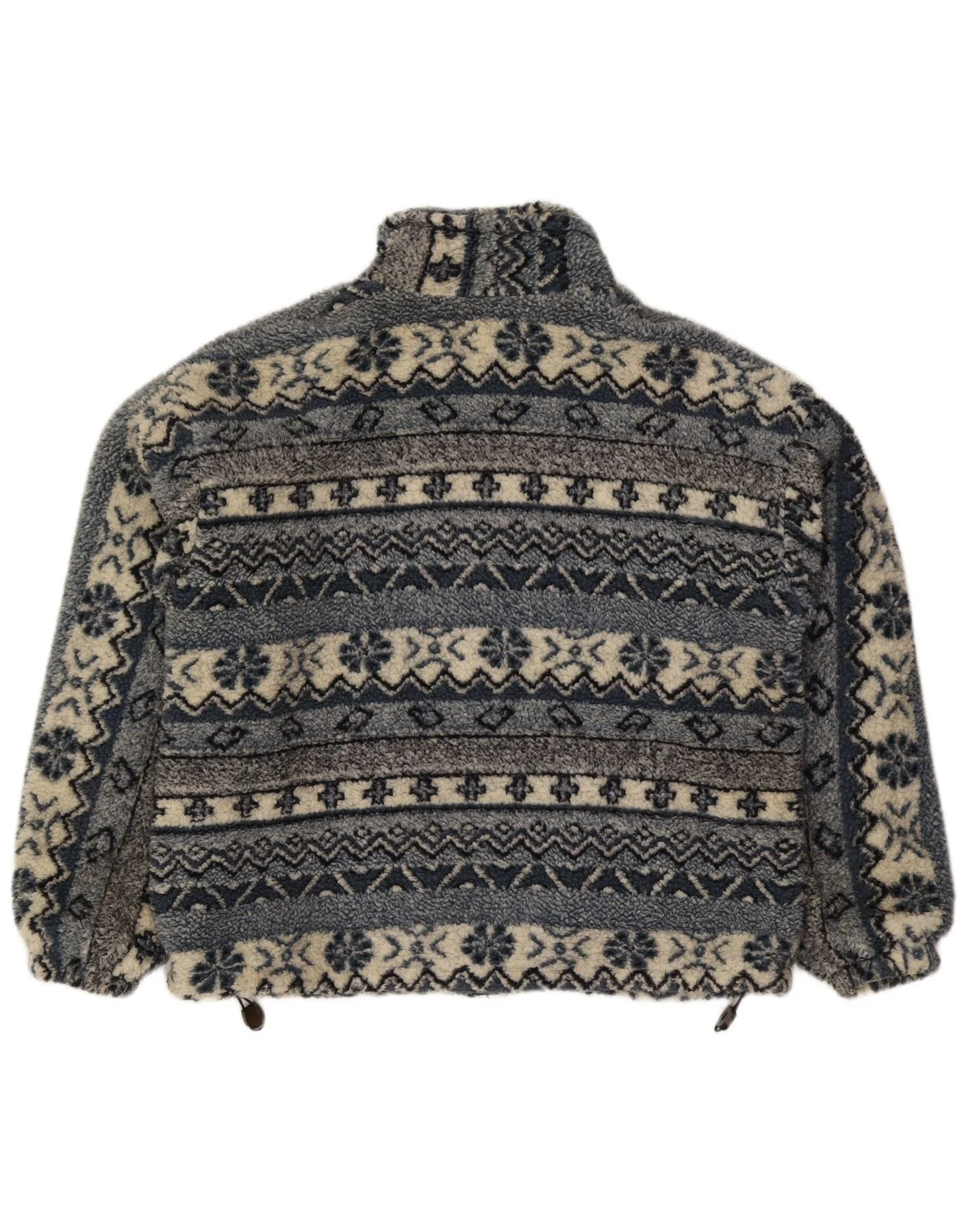 Vintage Mens Fleece Jacket UK 40 Large Blue Fair Isle - Image 2