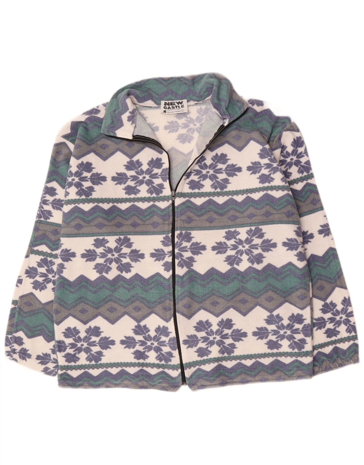 Vintage Mens Fleece Jacket UK 42 XL Multicoloured Fair Isle
