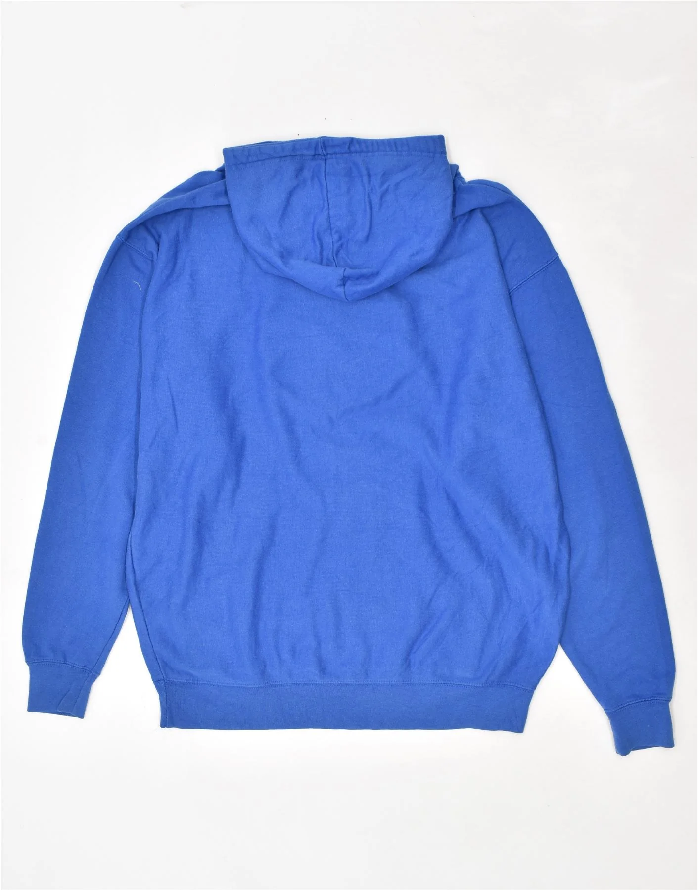 VINTAGE Mens Graphic Hoodie Jumper XL Blue Cotton - Image 2