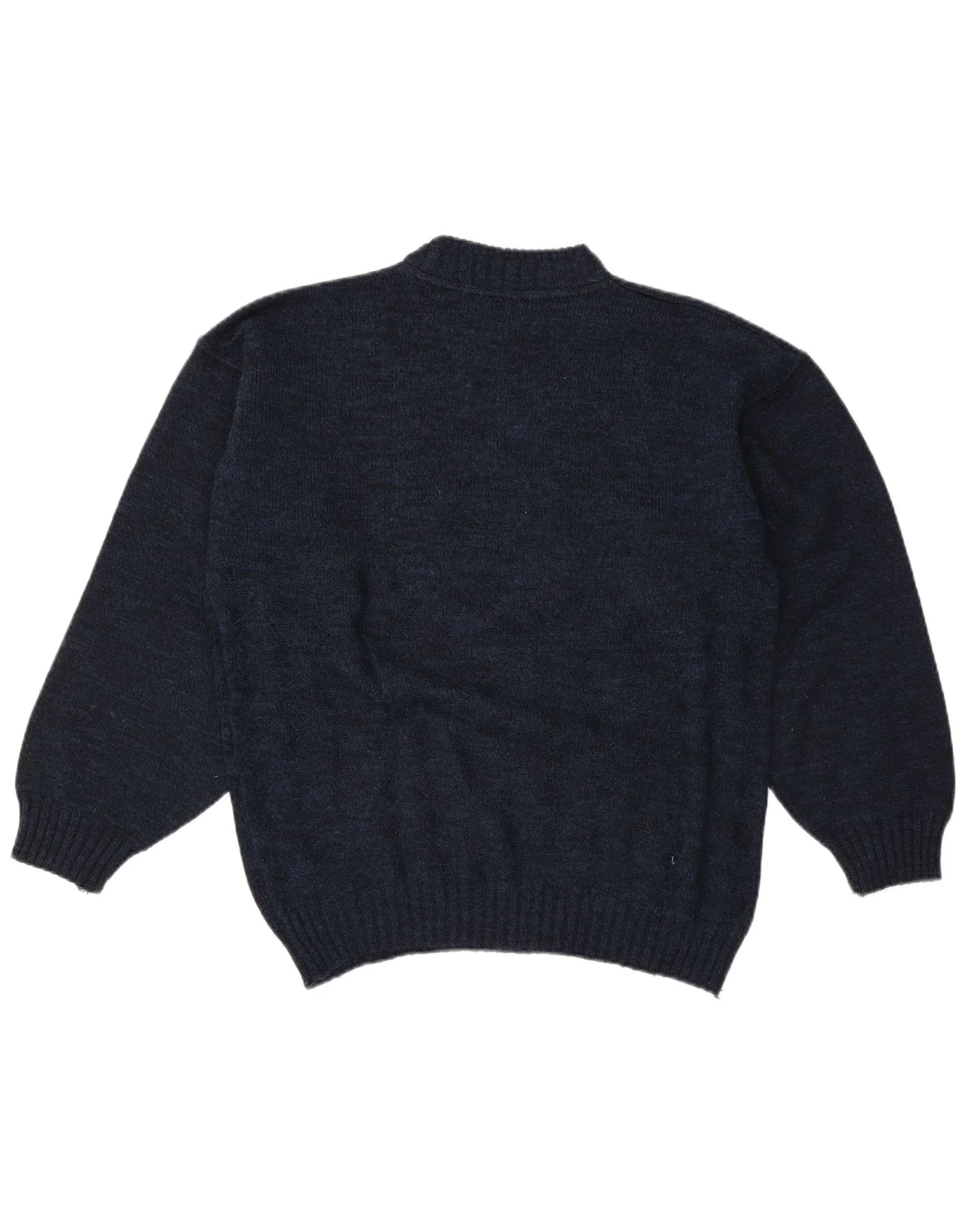 Vintage Mens Graphic Turtle Neck Jumper Sweater Large Navy Blue - Image 2