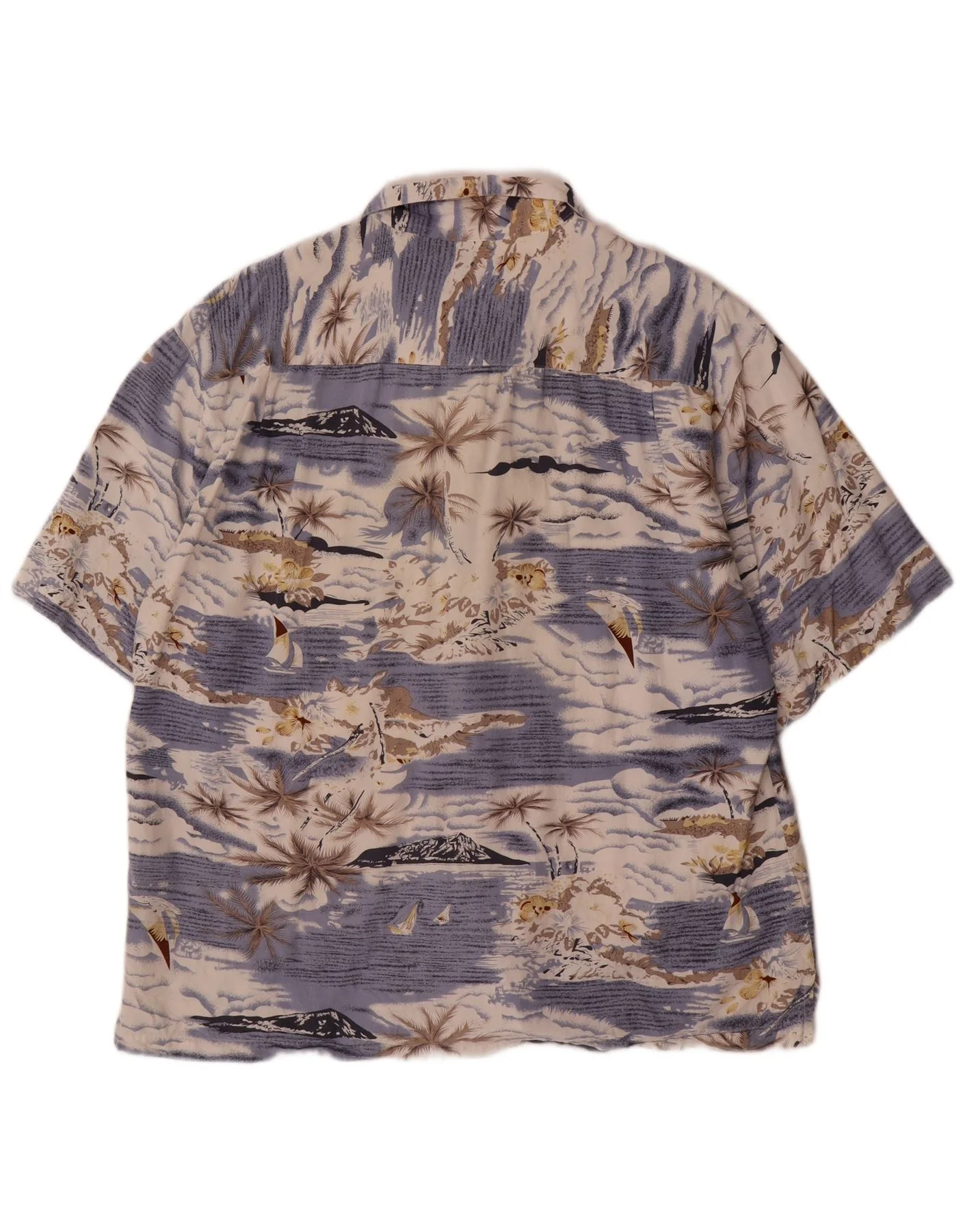 Vintage Mens Hawaiian Short Sleeve Shirt 2XL Blue Rayon - Image 2