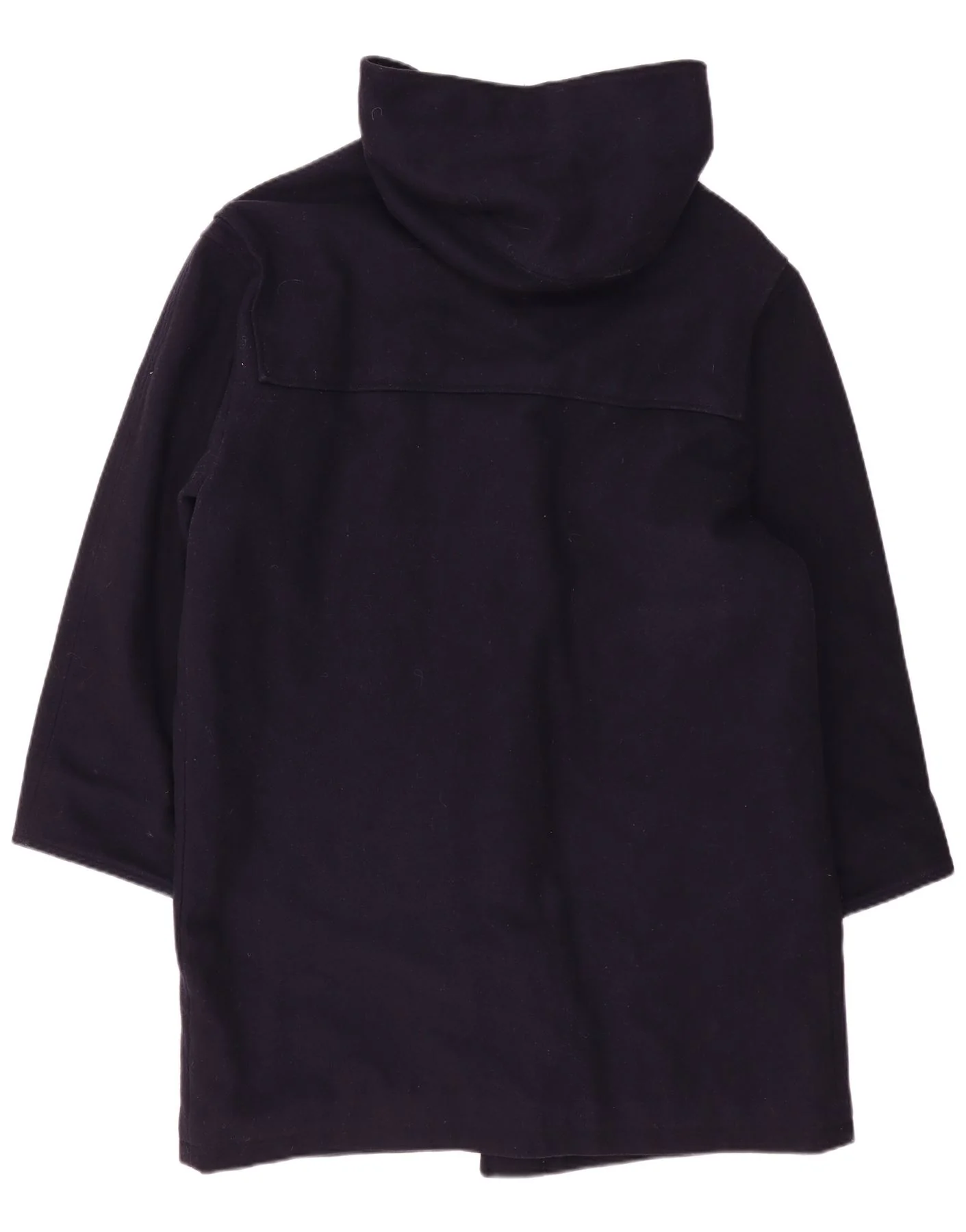 Vintage Mens Hooded Loose Fit Duffle Coat IT 48 Medium Navy Blue Wool - Image 2