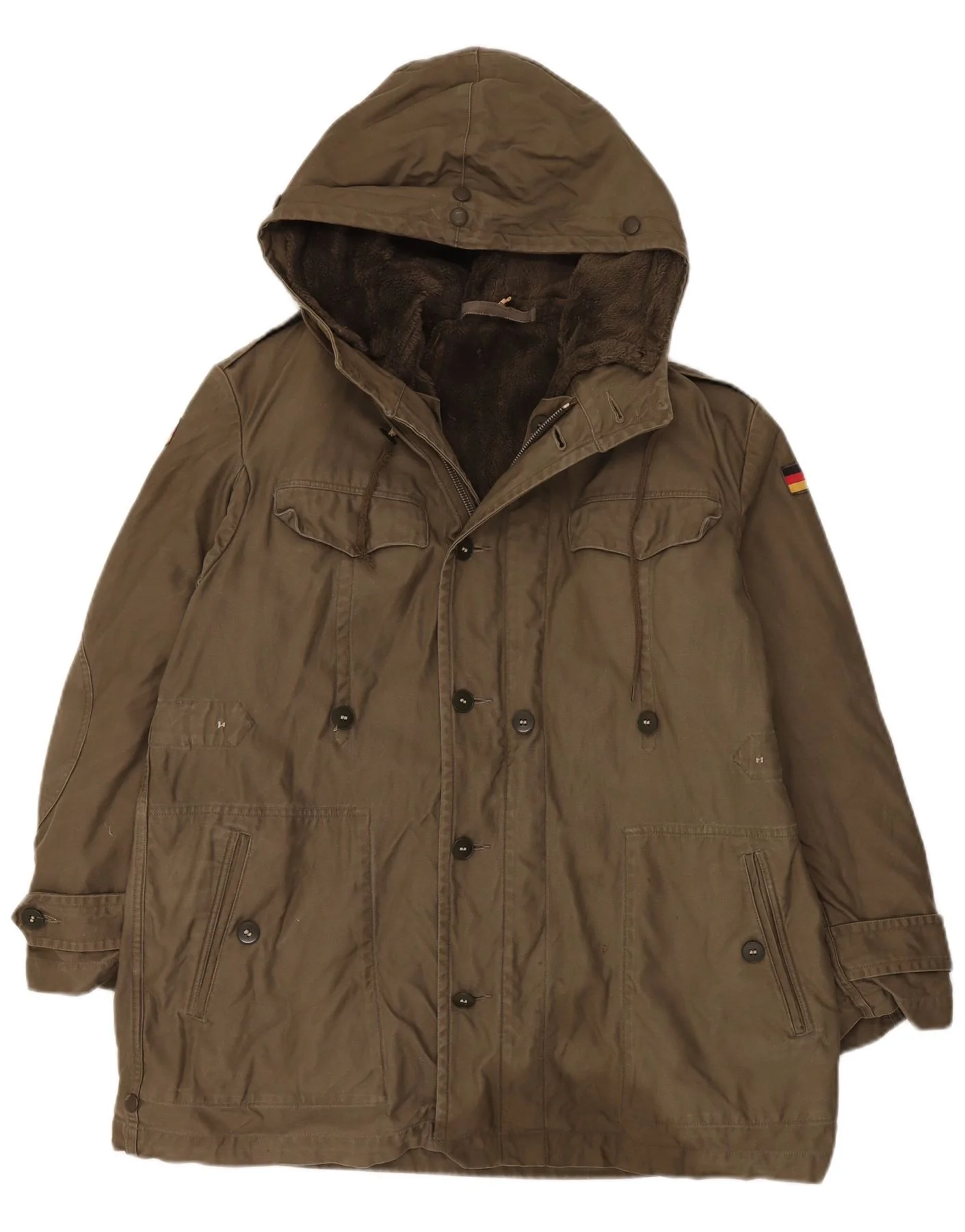 Vintage Mens Hooded Military Parka Jacket UK 40 Large Khaki