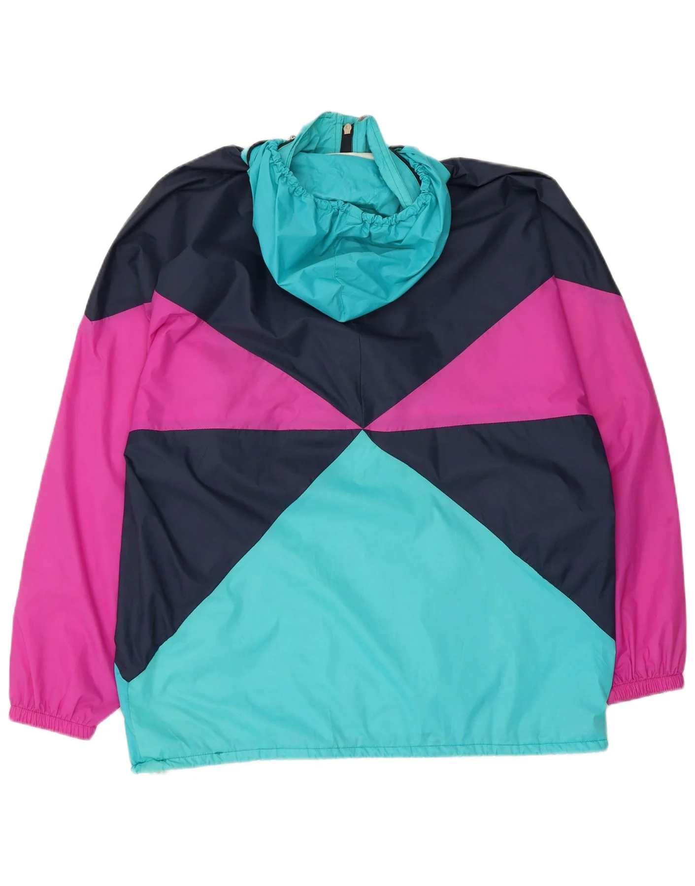 Vintage Mens Hooded Rain Jacket UK 40 Large Multicoloured Colourblock - Image 2