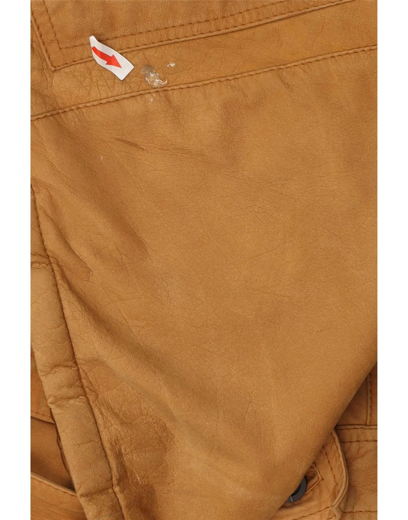 Vintage Mens Leather Jacket IT 54 2XL Beige - Image 3