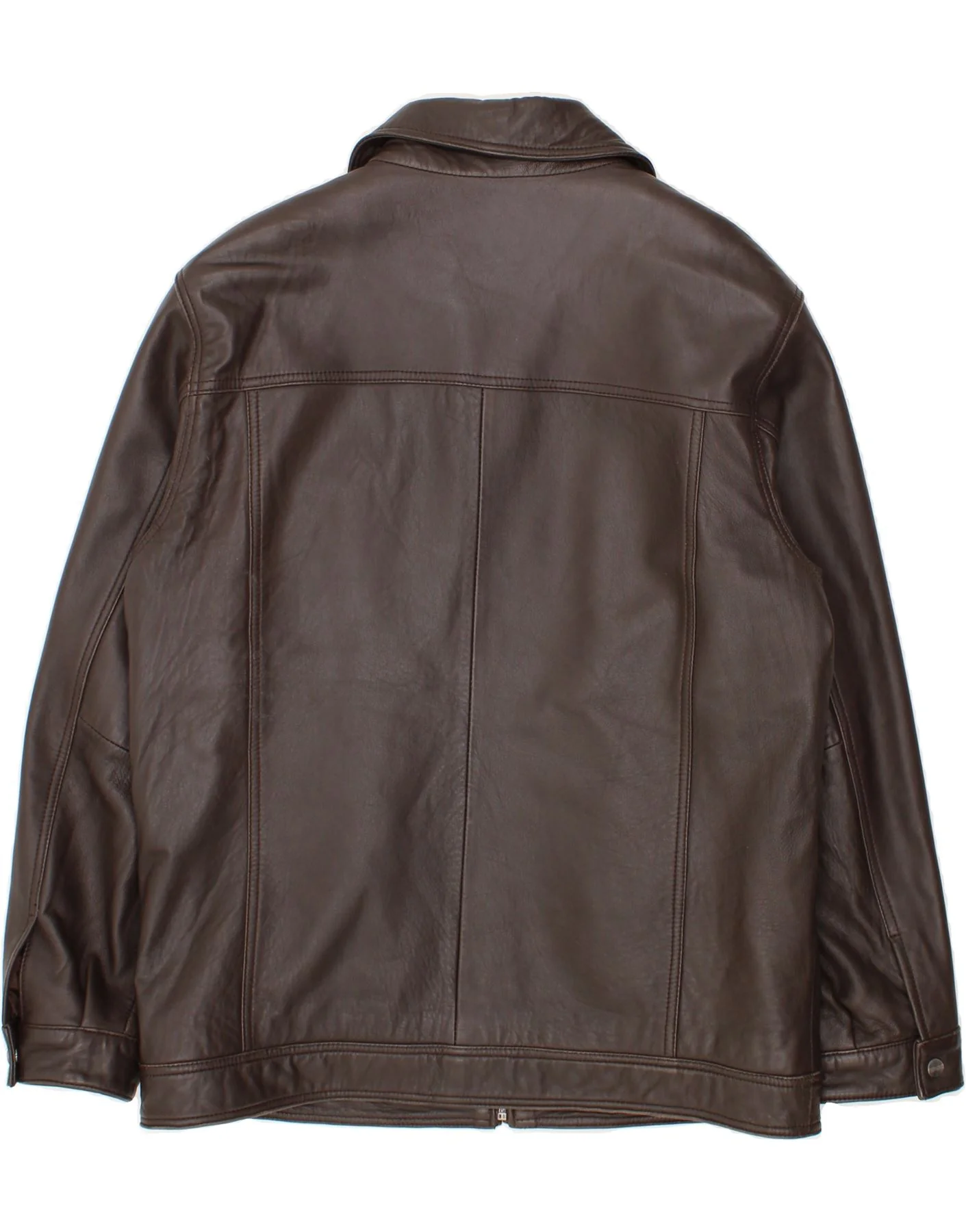 VINTAGE Mens Leather Jacket UK 38 Medium Brown Leather - Image 2