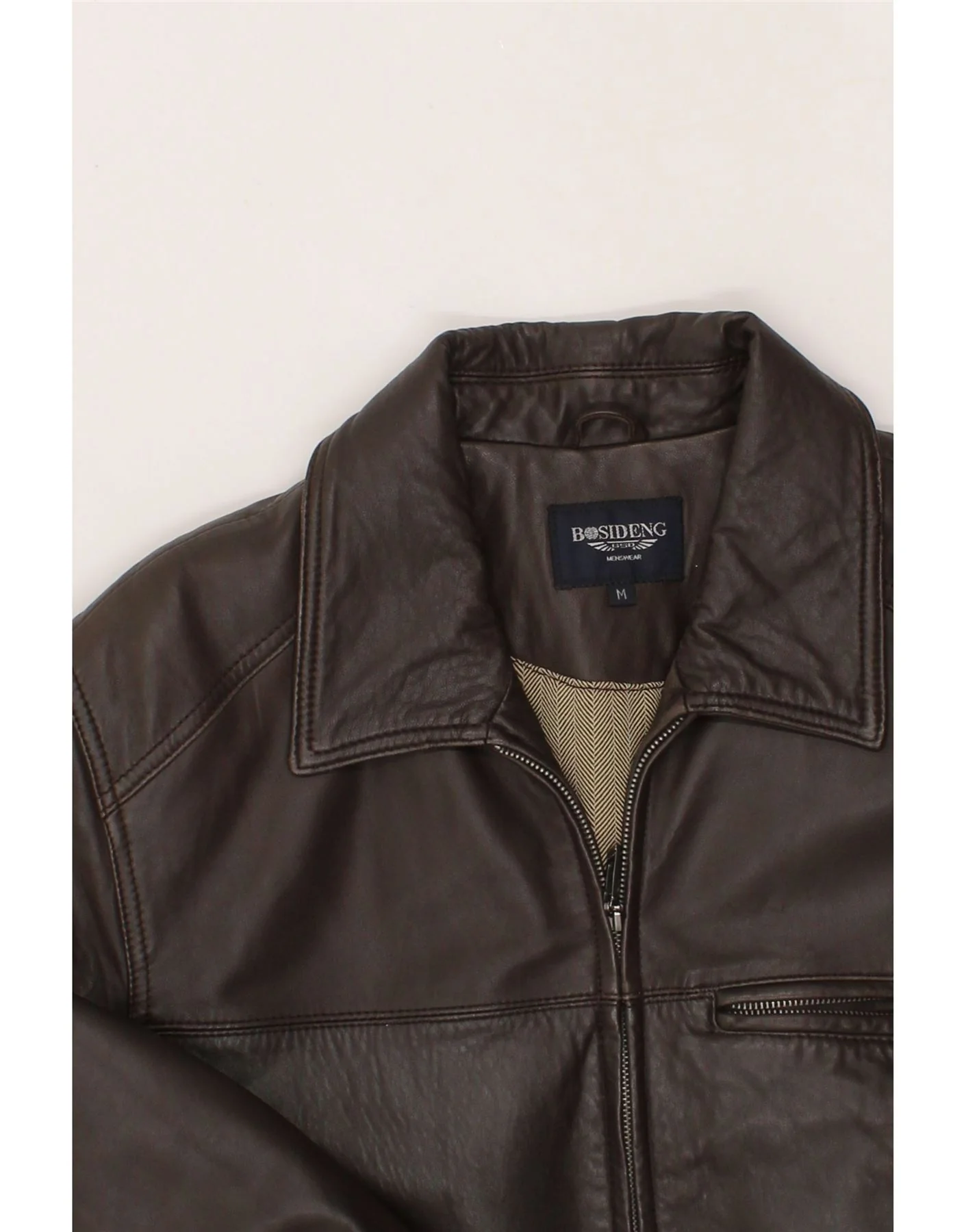 VINTAGE Mens Leather Jacket UK 38 Medium Brown Leather - Image 3