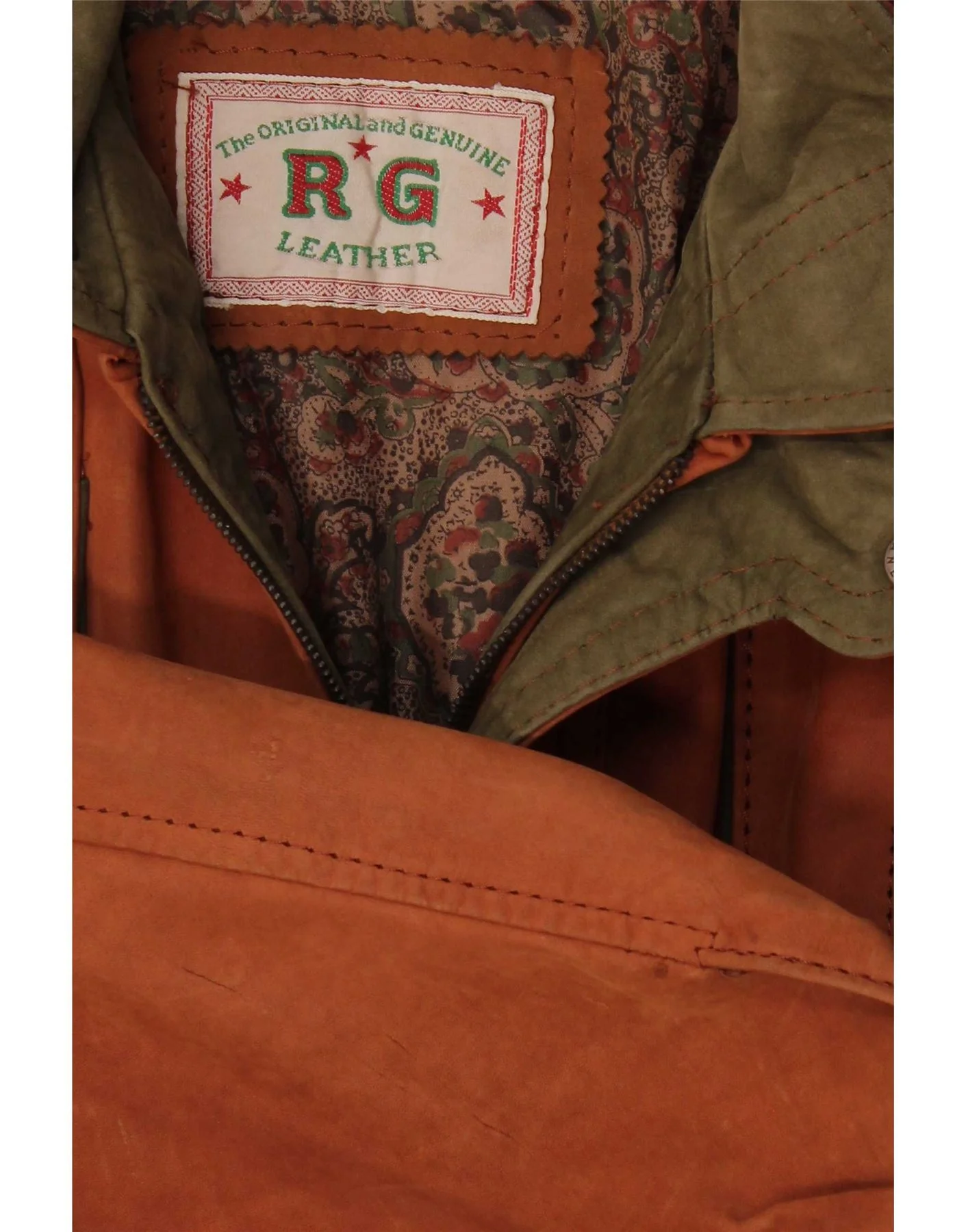 Vintage Mens Leather Jacket UK 42 XL Brown Colourblock - Image 3