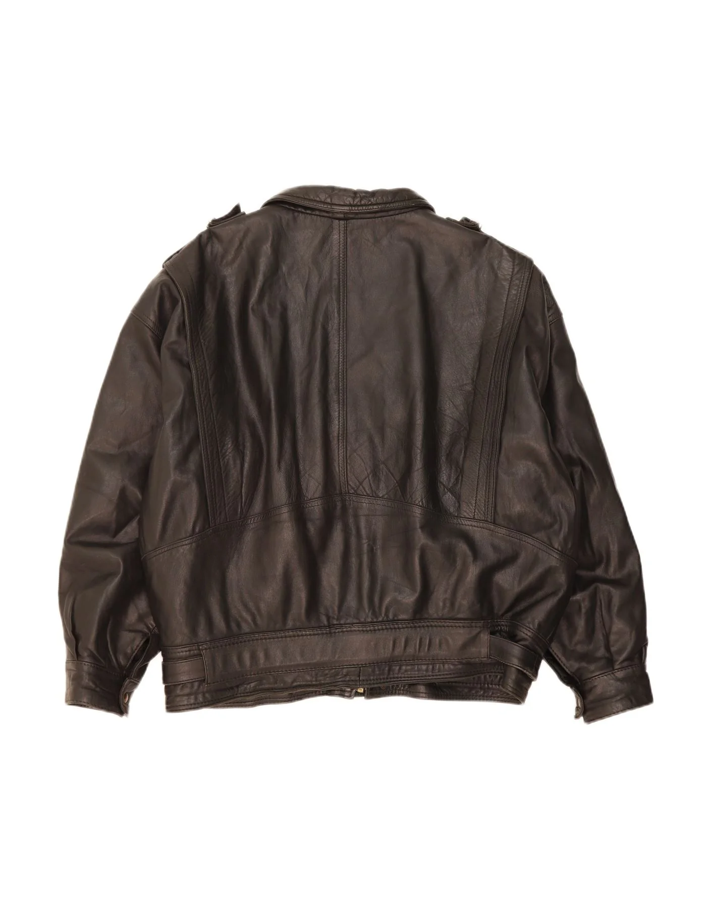 VINTAGE Mens Leather Jacket UK 44 2XL Black Leather - Image 4