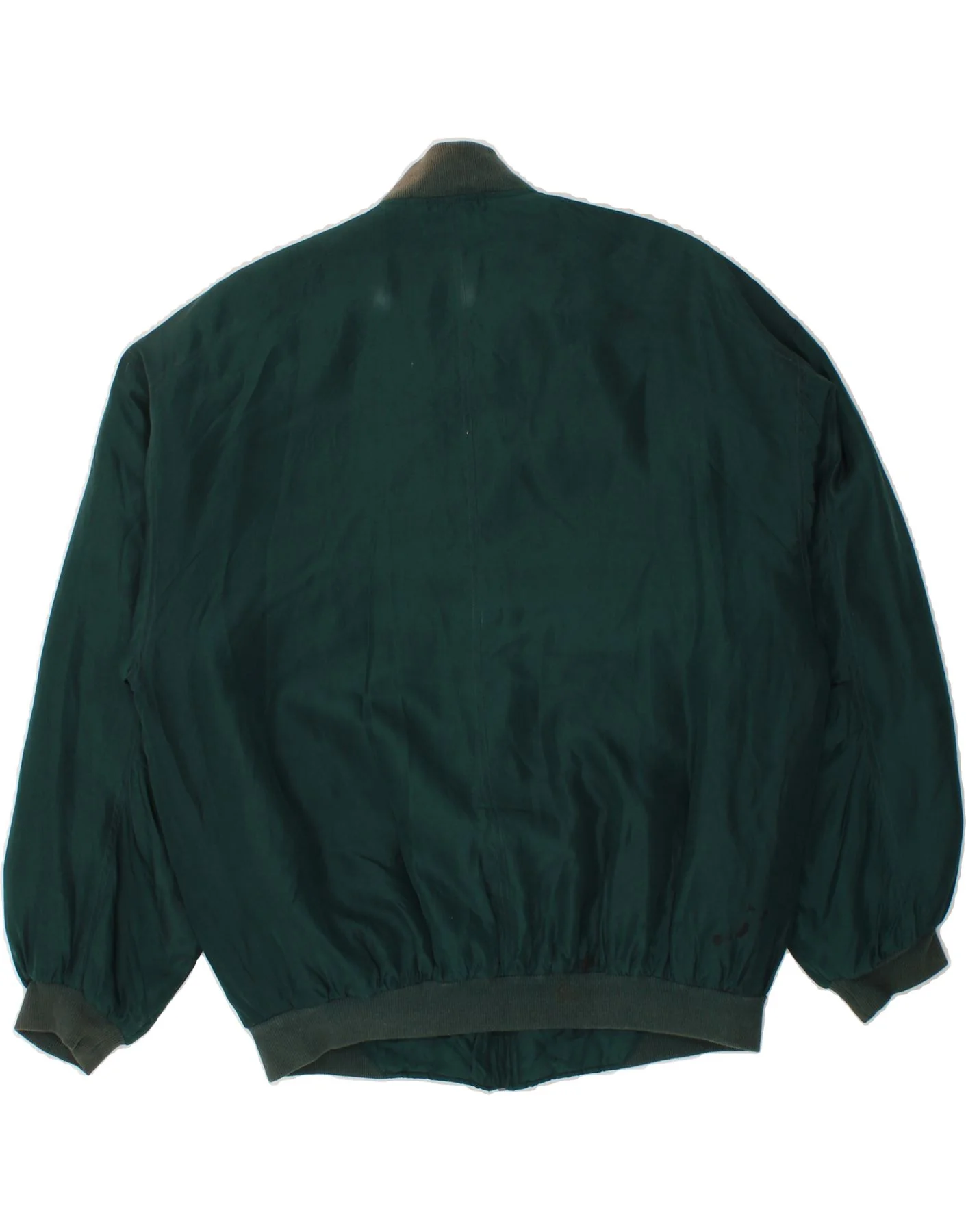 VINTAGE Mens Loose Fit Bomber Jacket UK 34/36 XS Green Argyle/Diamond Silk - Image 2