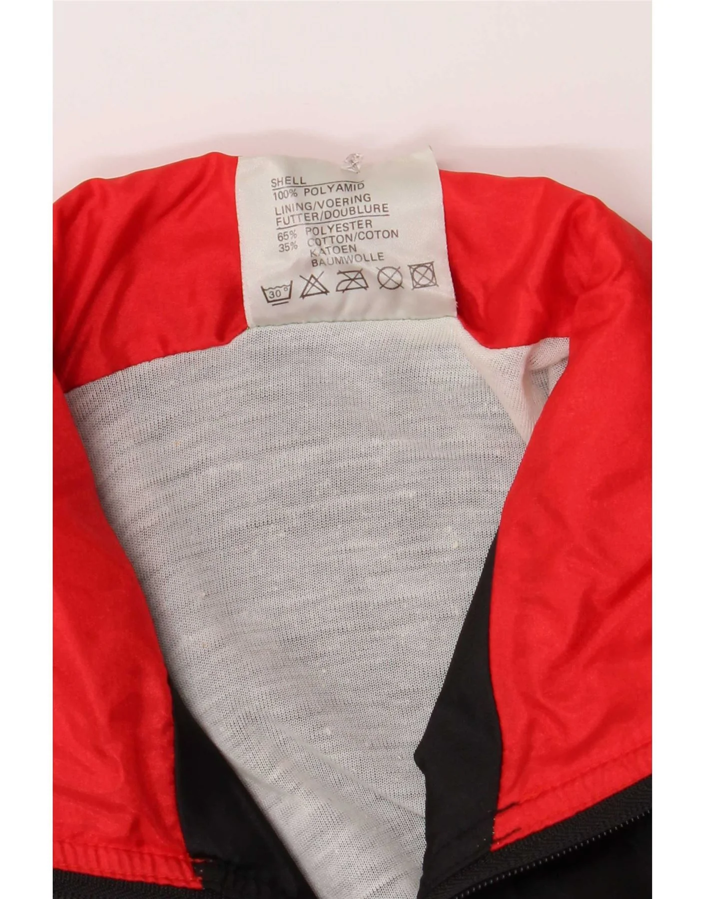 Vintage Mens Loose Fit Tracksuit Top Jacket Medium Black Colourblock Sports - Image 3