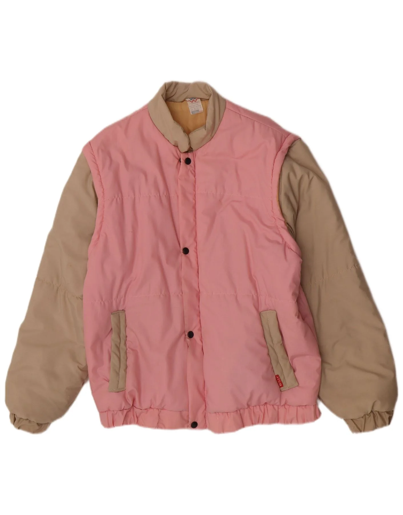 Vintage Mens Padded Jacket IT 48 Medium Pink Colourblock Cotton