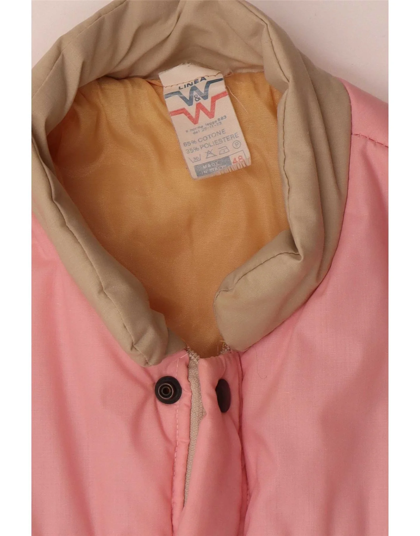Vintage Mens Padded Jacket IT 48 Medium Pink Colourblock Cotton - Image 6