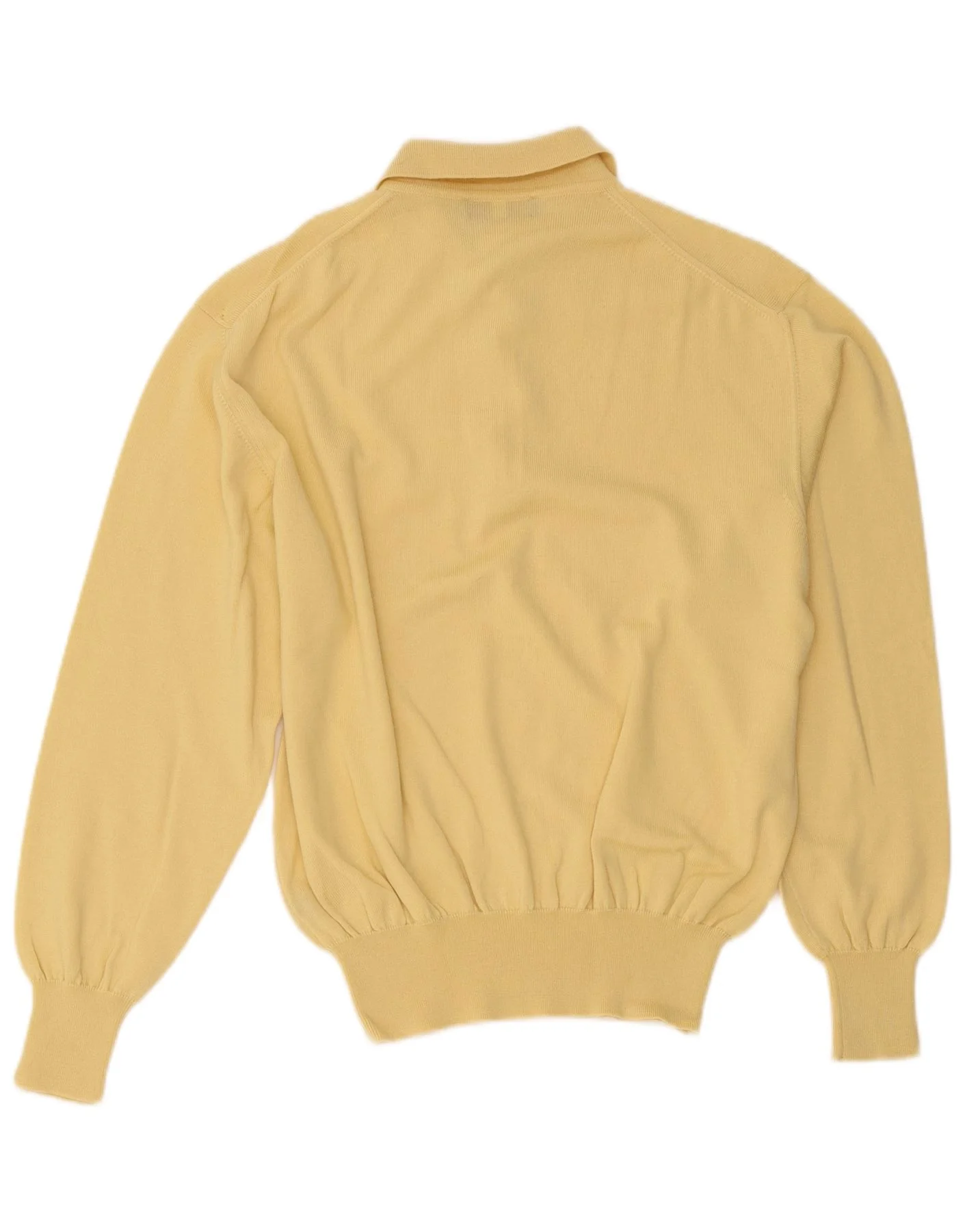 Vintage Mens Polo Neck Jumper Sweater Medium Yellow Wool - Image 2