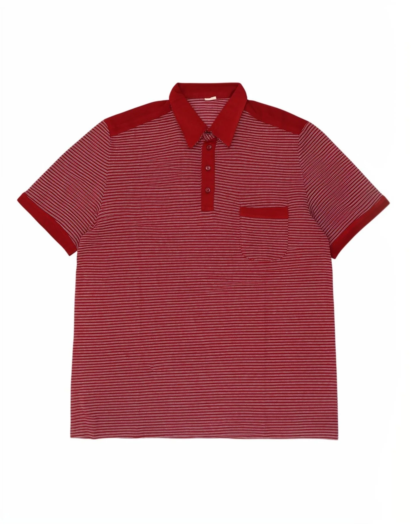 Vintage Mens Polo Shirt XL Burgundy Striped