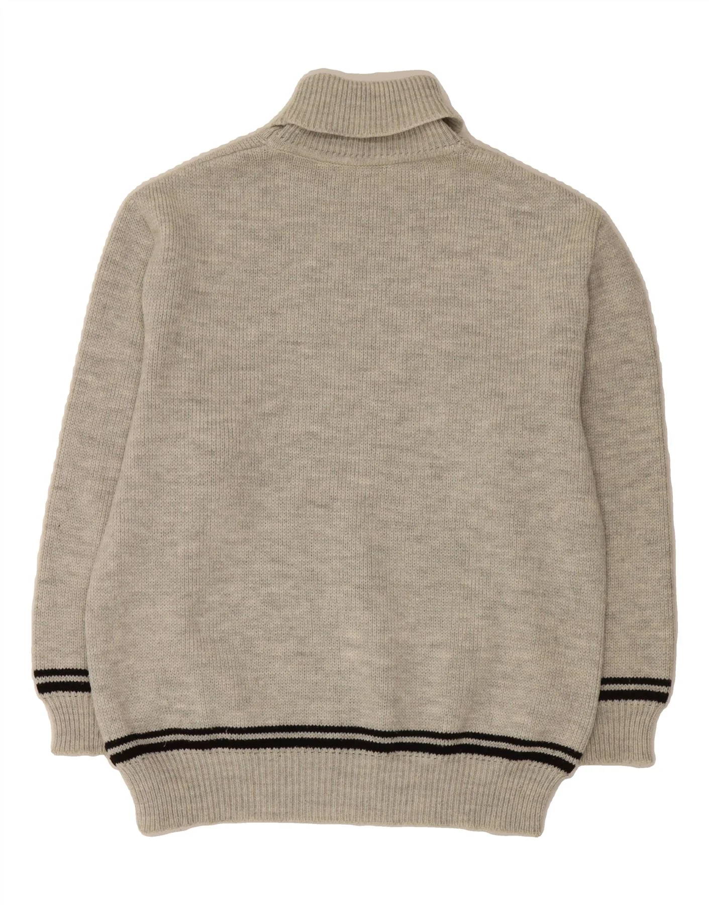 VINTAGE Mens Roll Neck Jumper Sweater IT 54 XL Grey Geometric Acrylic - Image 2