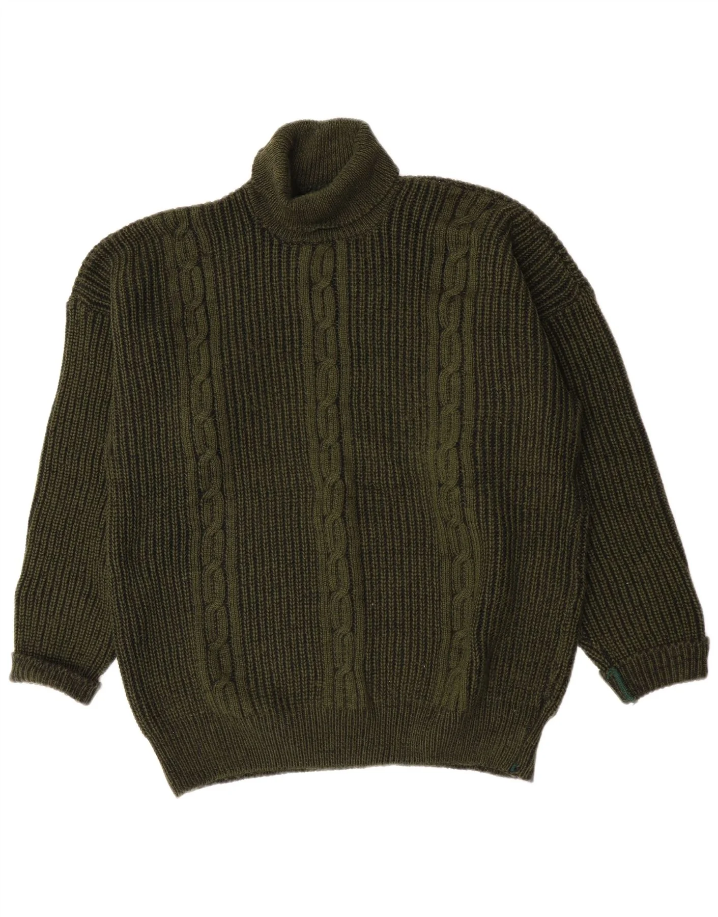 Vintage Mens Roll Neck Jumper Sweater XL Khaki